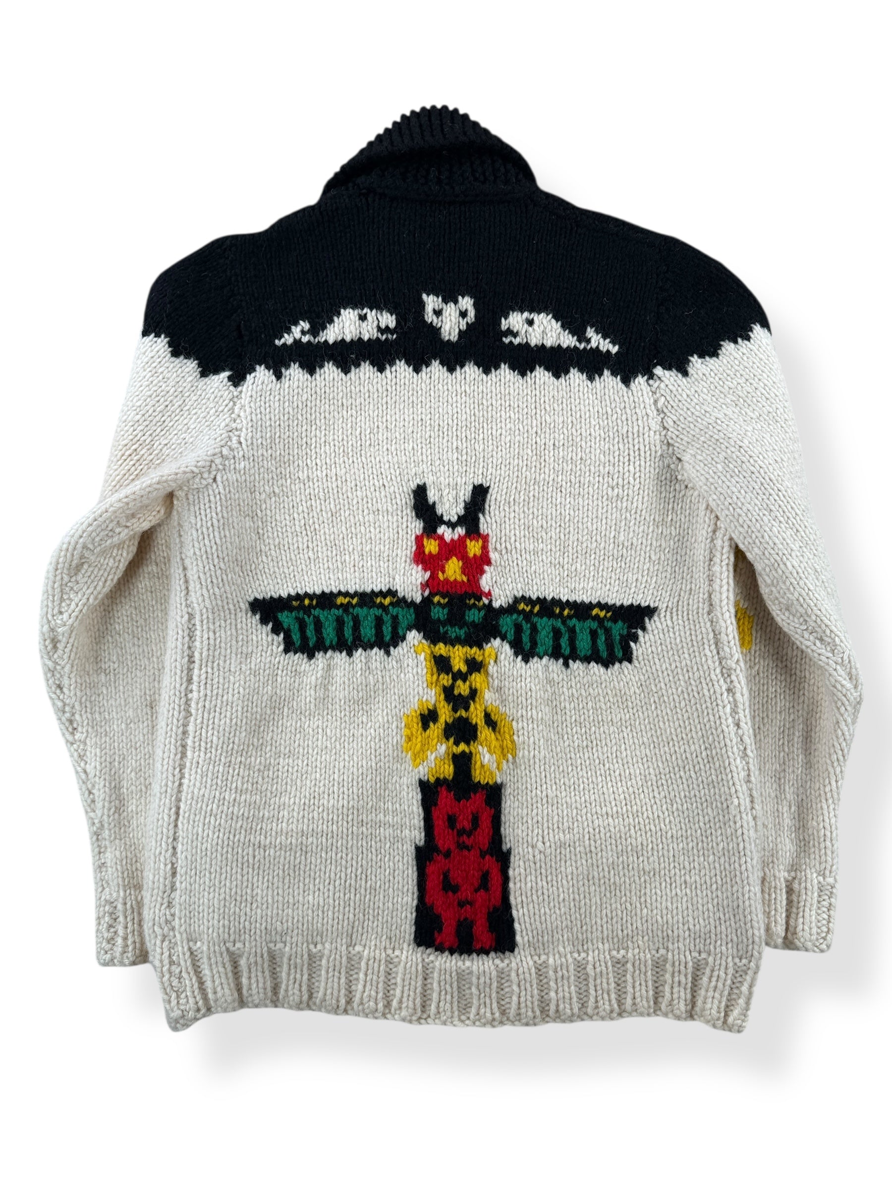 Back of Vintage 60s Era Totem Pole Cowichan Sweater SZ S