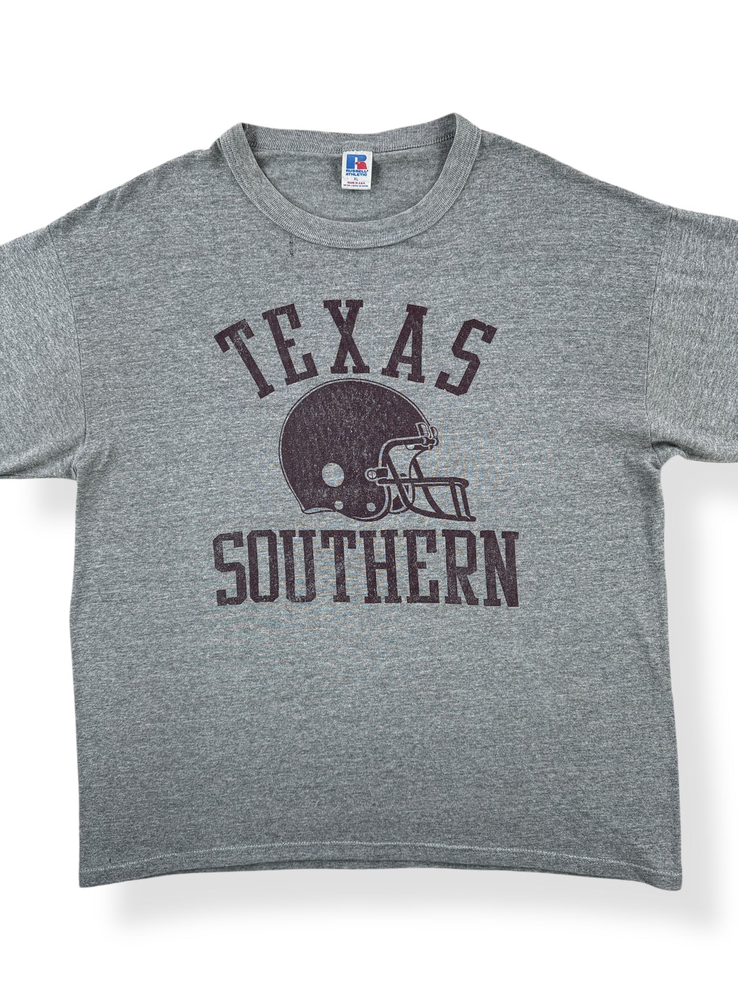 Front Close Up of Vintage Texas Southern Russell Tee SZ XL