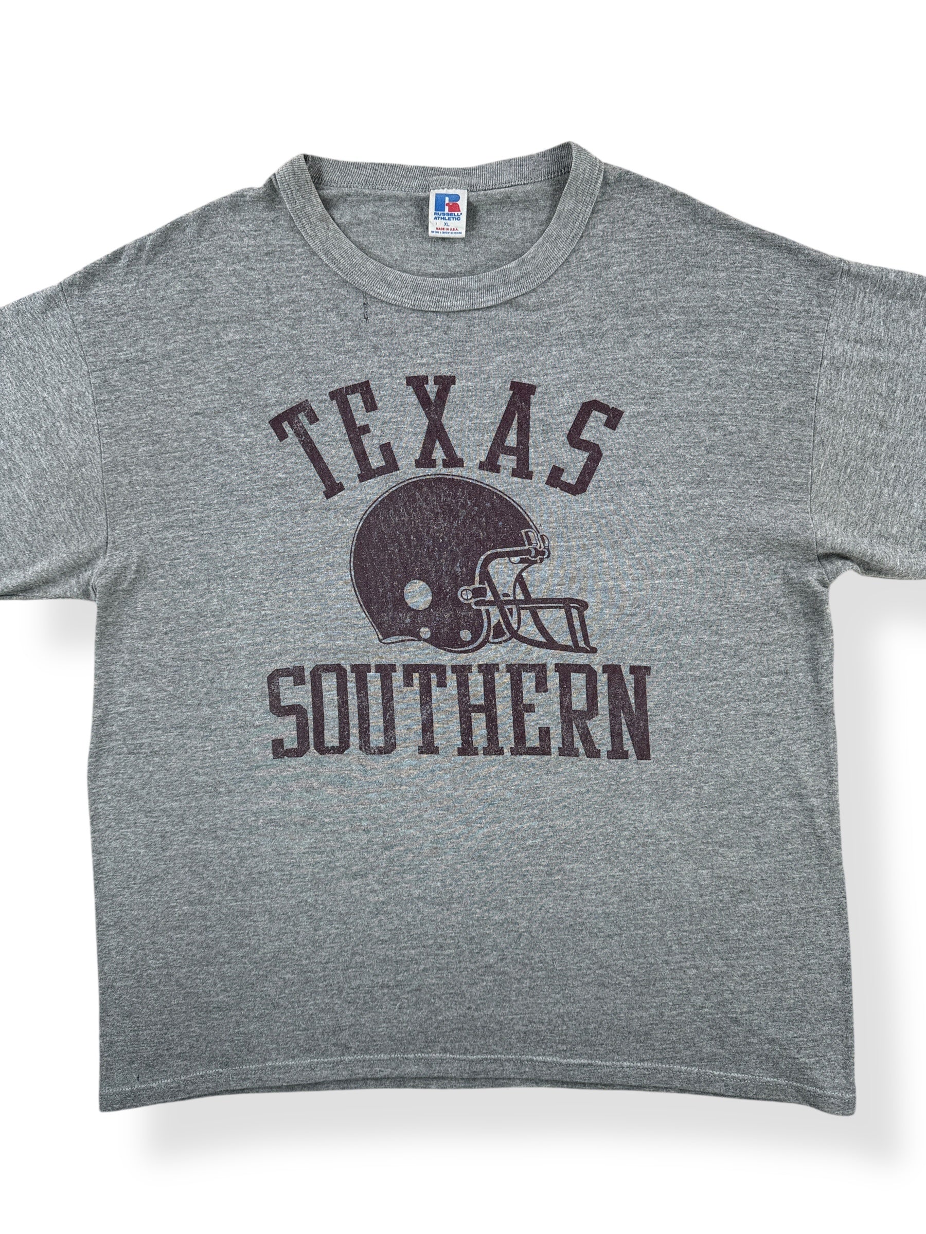 Front Close Up of Vintage Texas Southern Russell Tee SZ XL