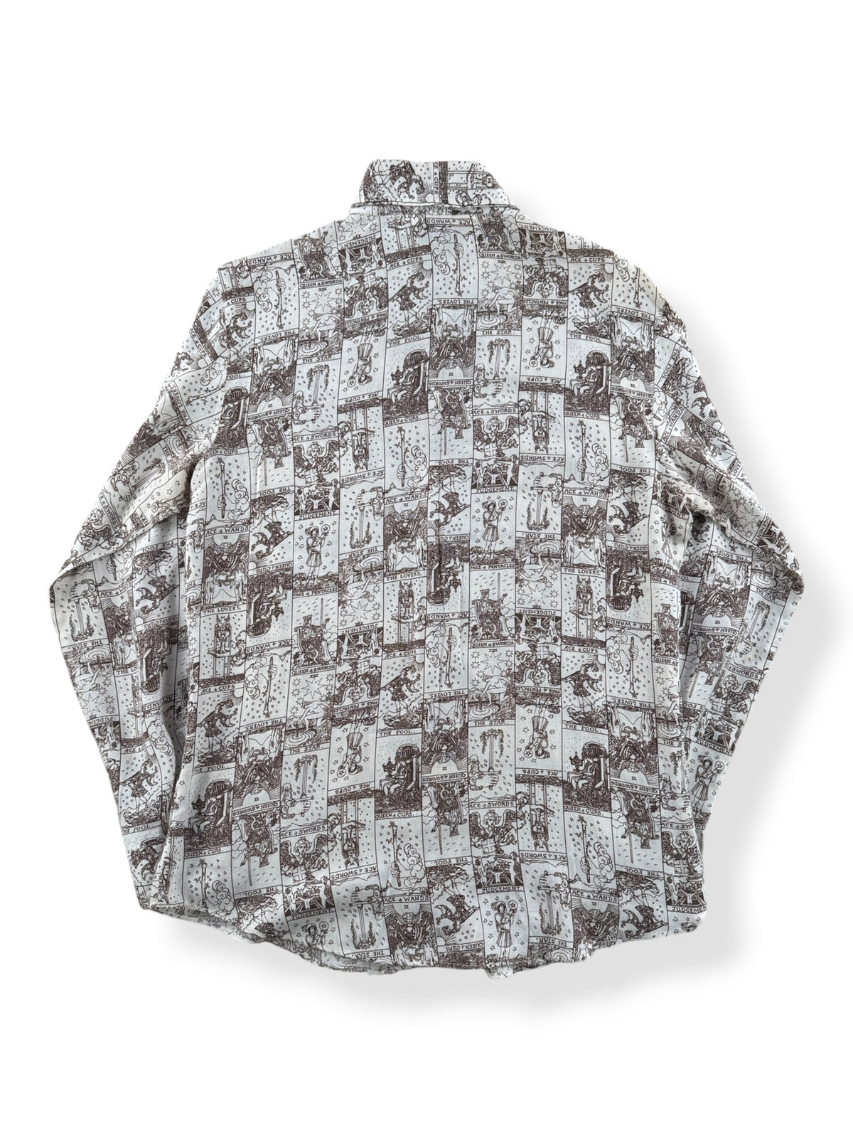 Back of Vintage Kennington Tarot Print Button Up Shirt SZ L (Fits M)