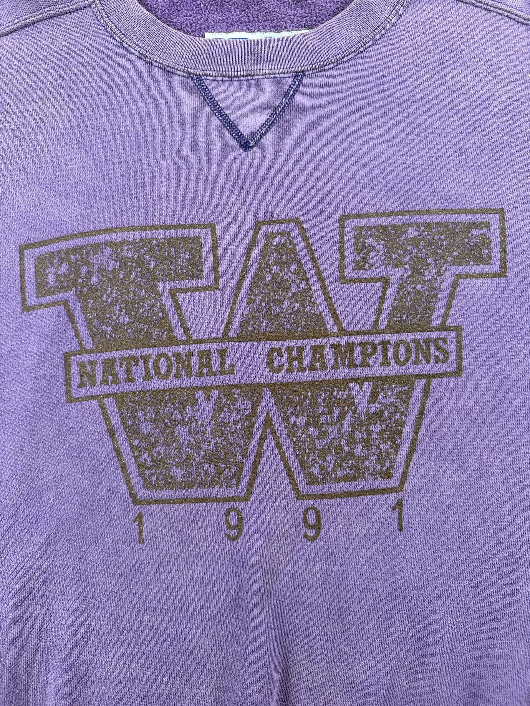 Graphic of Vintage UW '91 National Champs Crewneck SZ XL