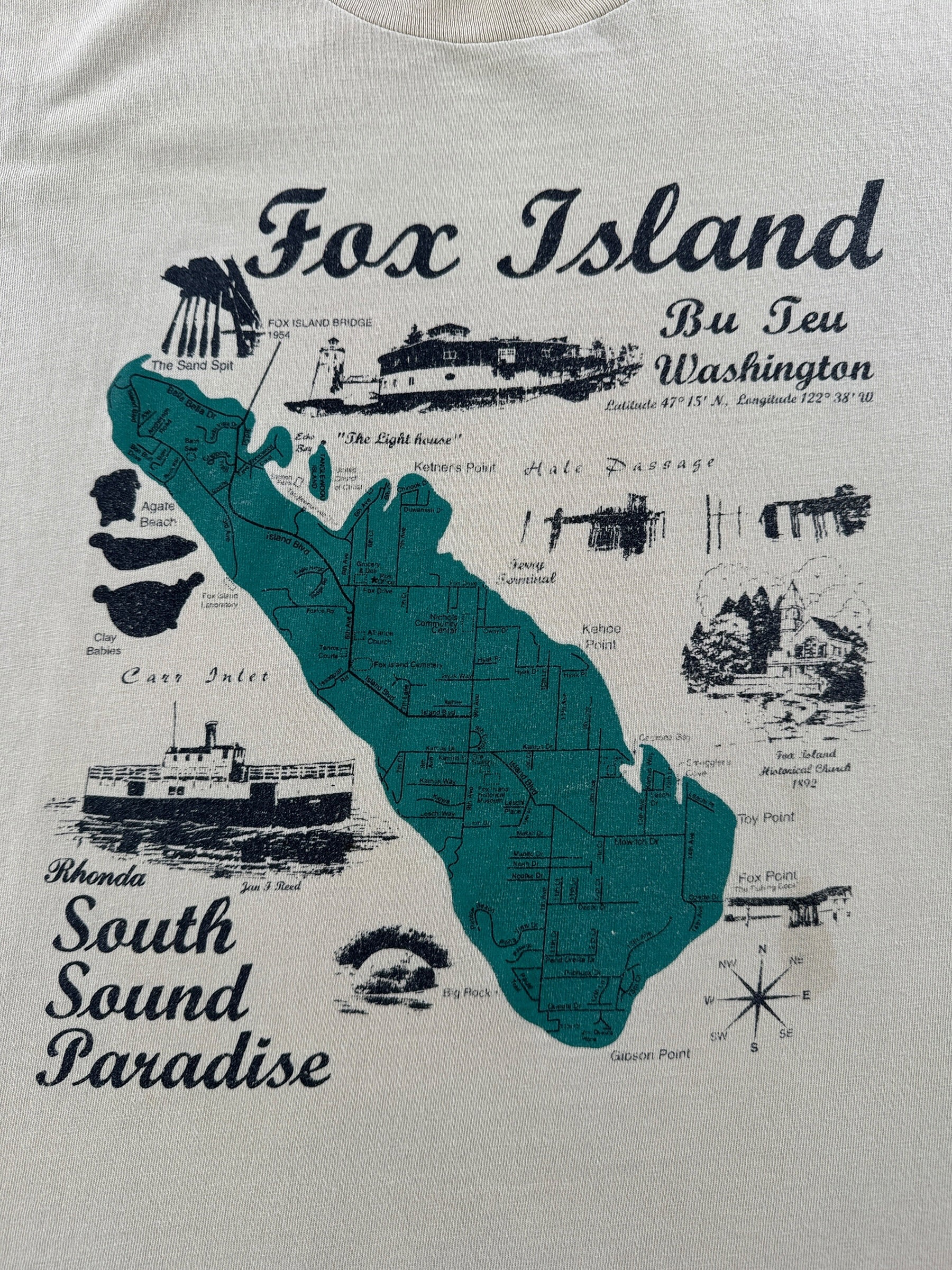 Graphic of Vintage Fox Island Tee SZ XL