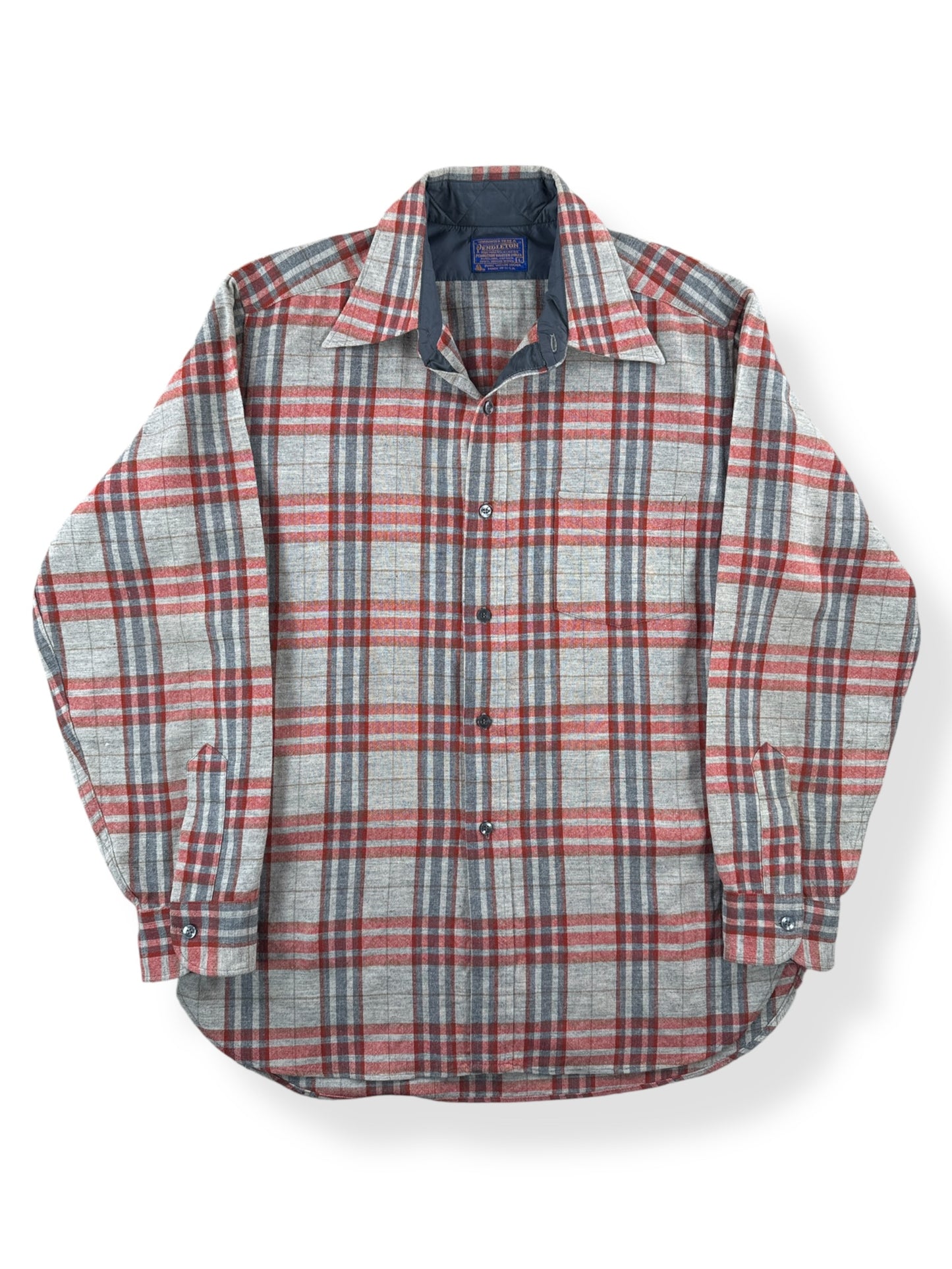 Front of Vintage Pendleton Brick Red and Grey Flannel SZ L