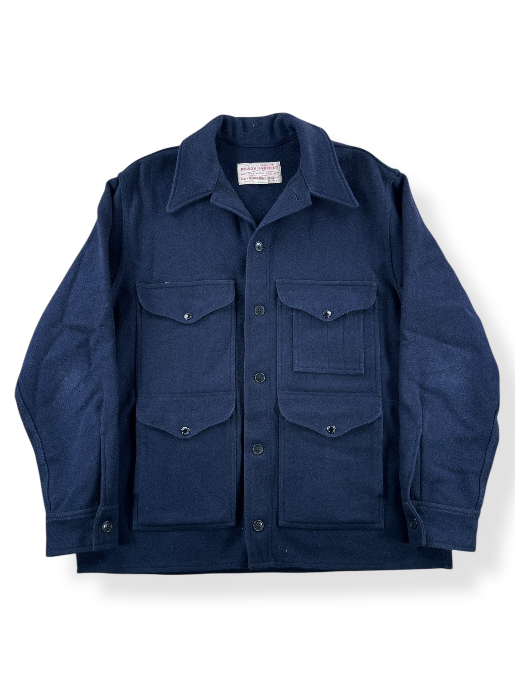 Front of Vintage 90s Era Navy Filson Cruiser Jacket SZ 46