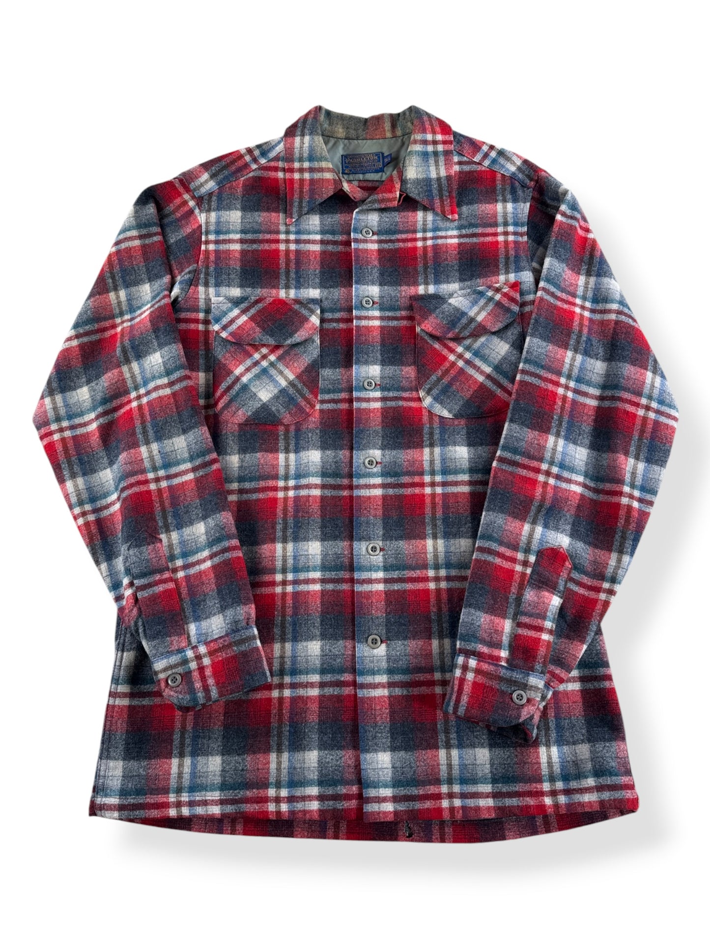 Front of Vintage Pendleton Red & Blue Board Shirt SZ M