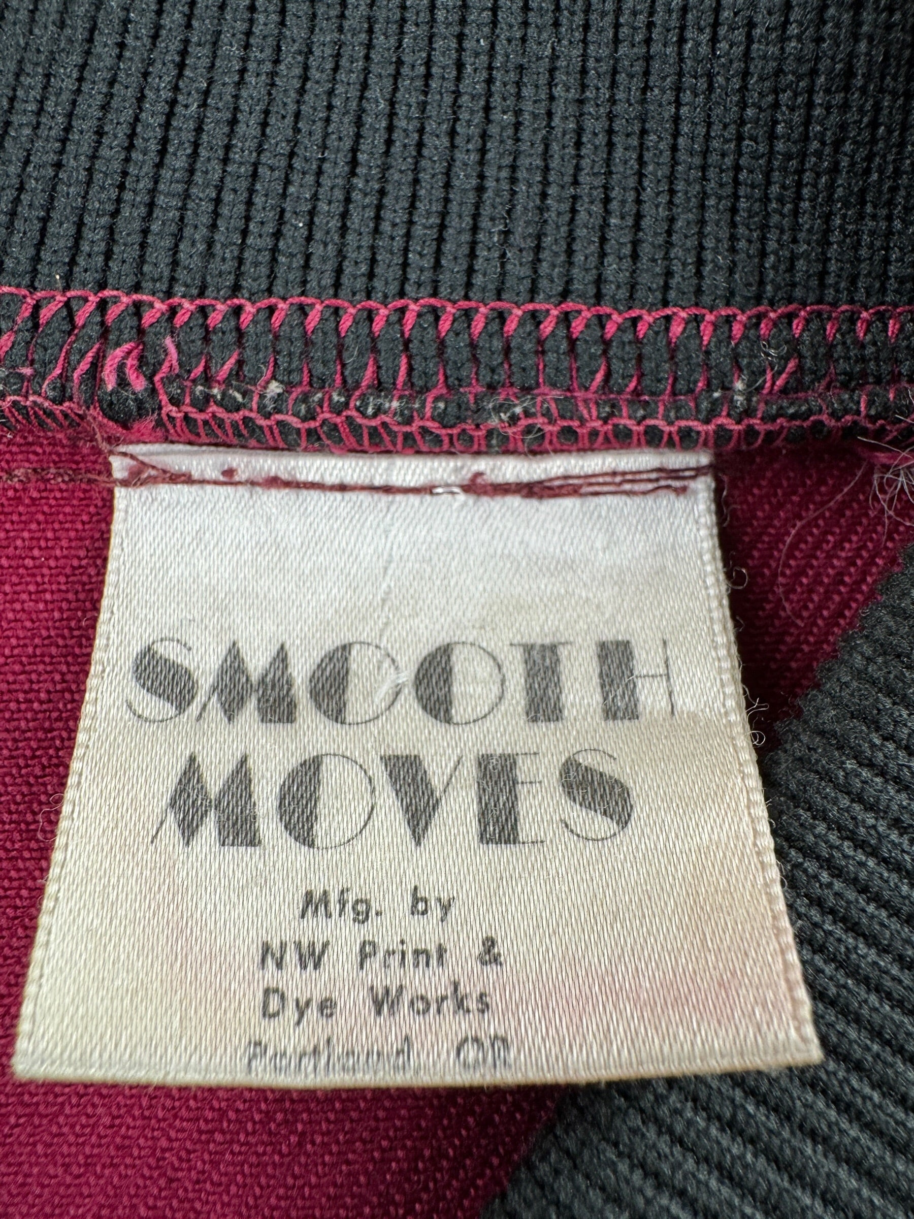 Tag on Vintage "Smooth Moves" Burgundy Bomber Jacket SZ M