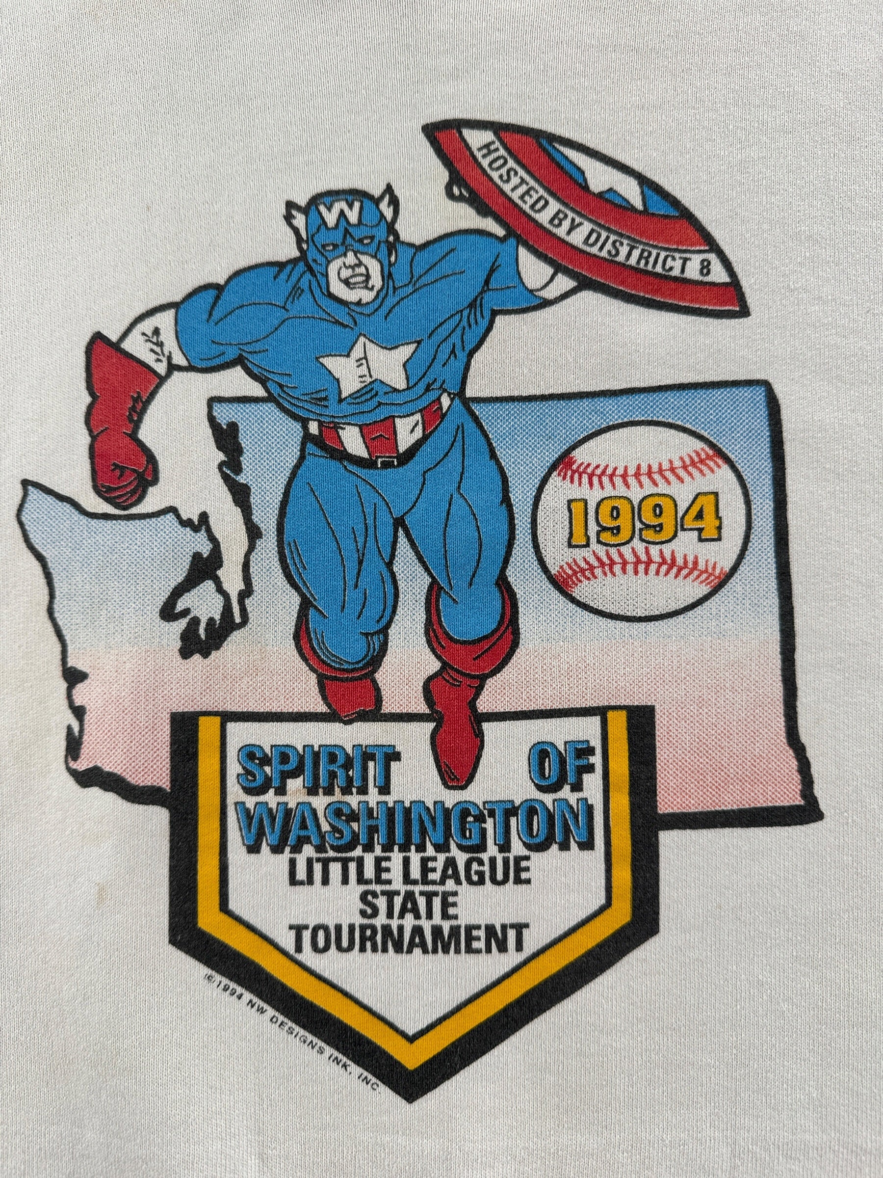 Graphic on Vintage 1994 Spirit of Washington Little League Crewneck SZ M