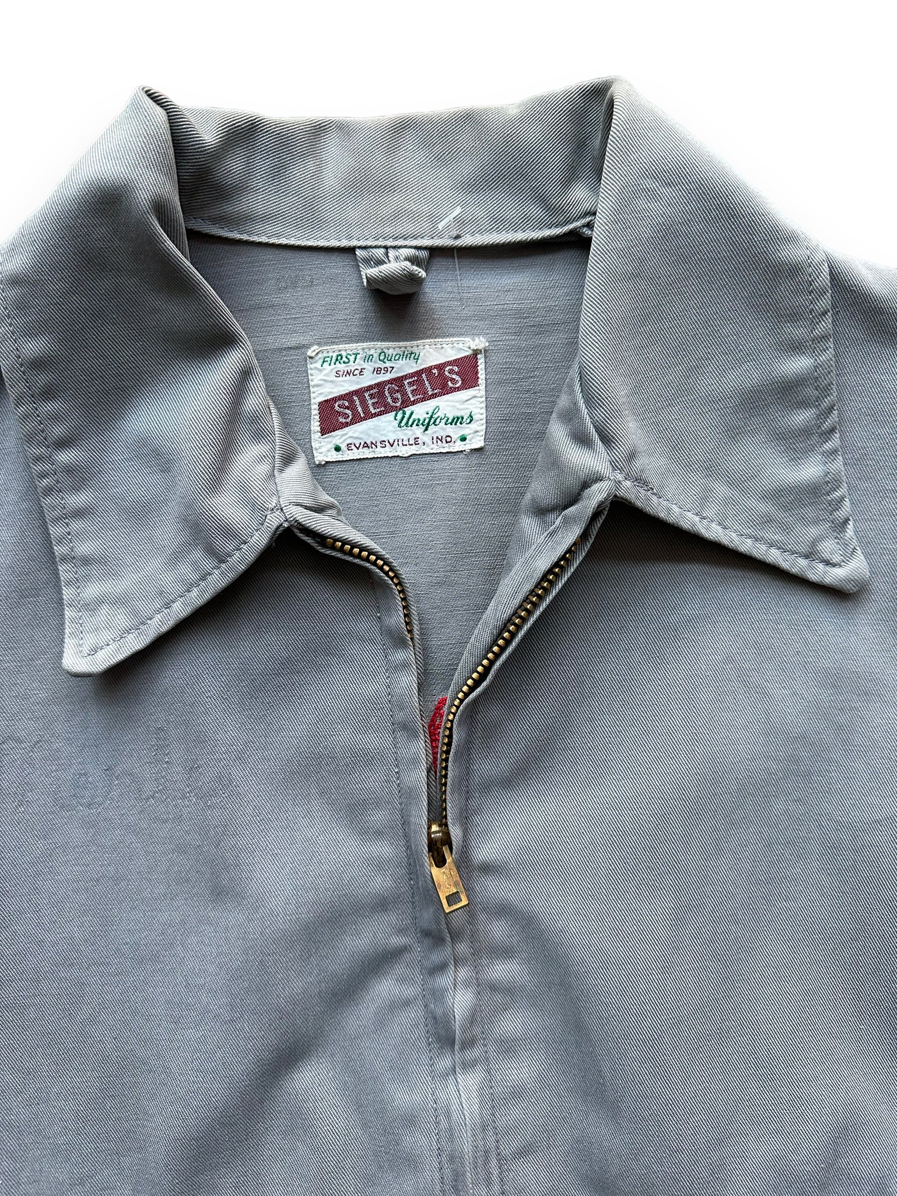 Tag View on Vintage Grey Chainstitched Siegels Uniform Workwear Jacket SZ M | Vintage Workwear Seattle | Barn Owl Vintage Goods
