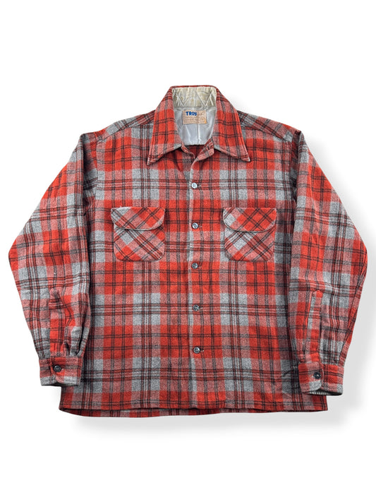 Front of Vintage 70s Troy Wool Blend Board Shirt SZ L