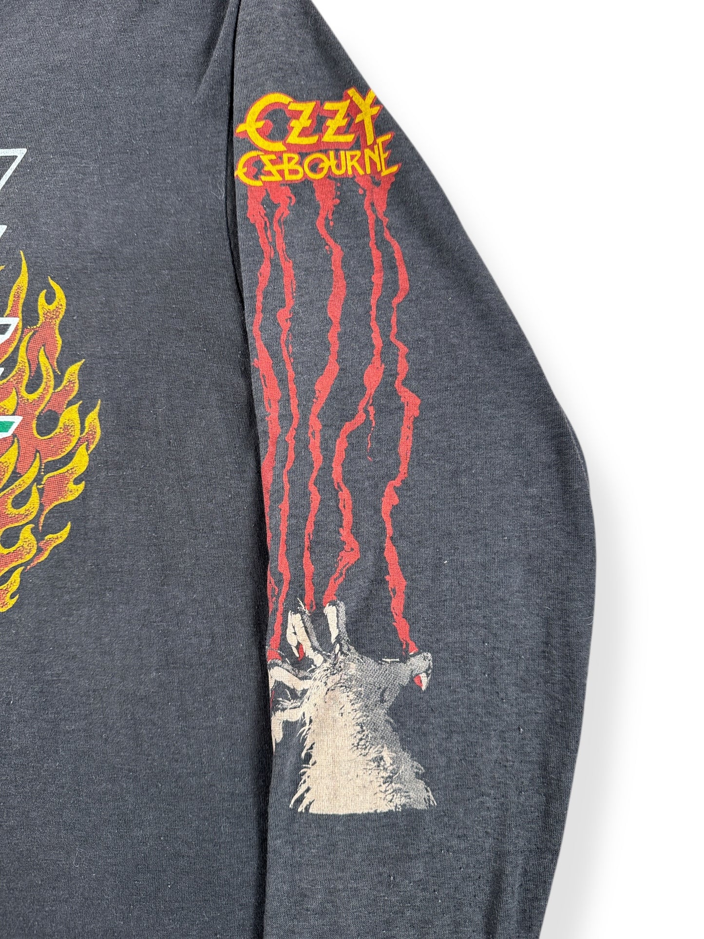 Sleeve Graphic of Vintage Ozzy Osbourne Rules '84 Long Sleeve Chopper Tee SZ M