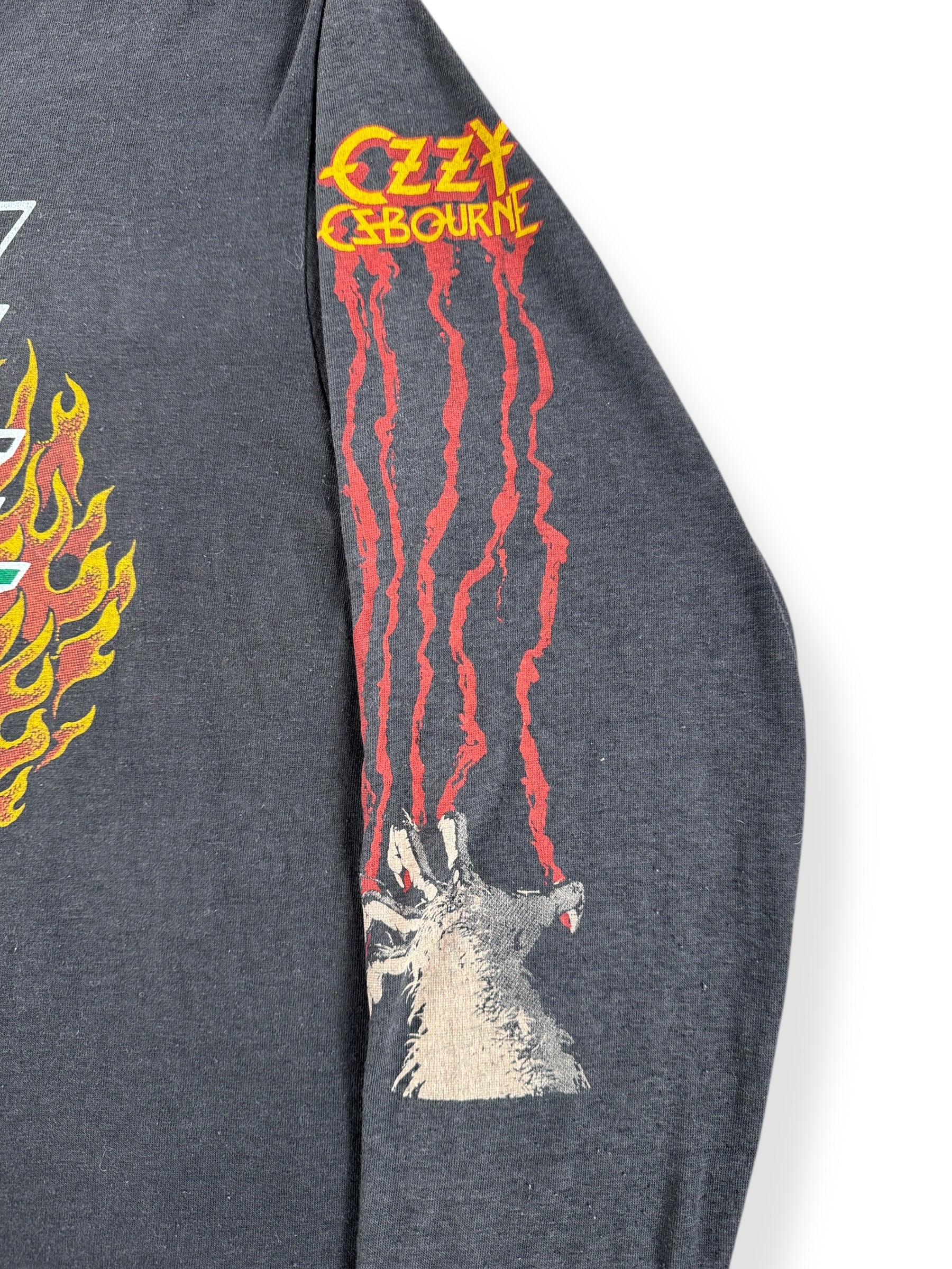 Sleeve Graphic of Vintage Ozzy Osbourne Rules '84 Long Sleeve Chopper Tee SZ M