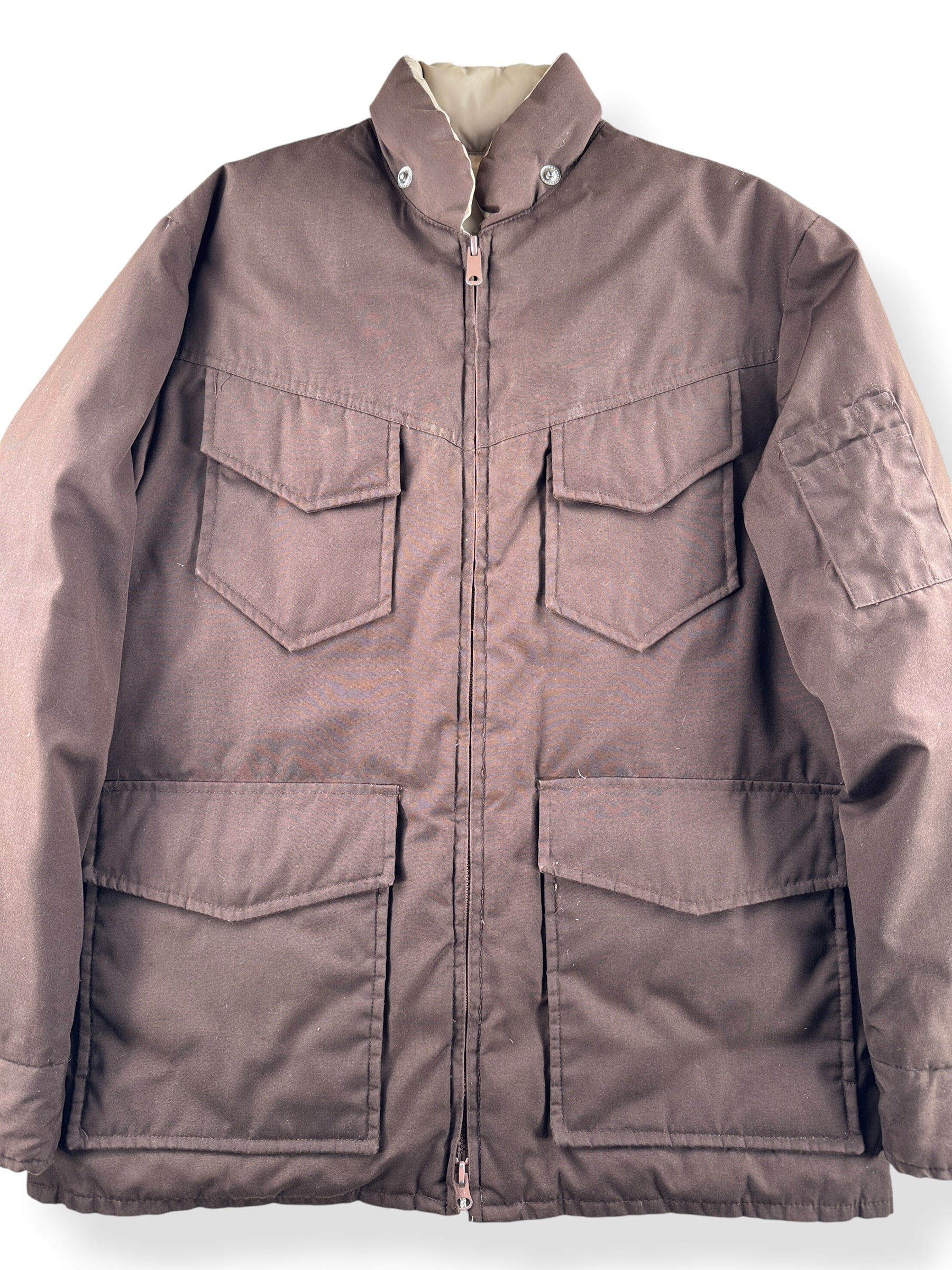 Close-up of Vintage Reversible Brown Puffer Jacket SZ M