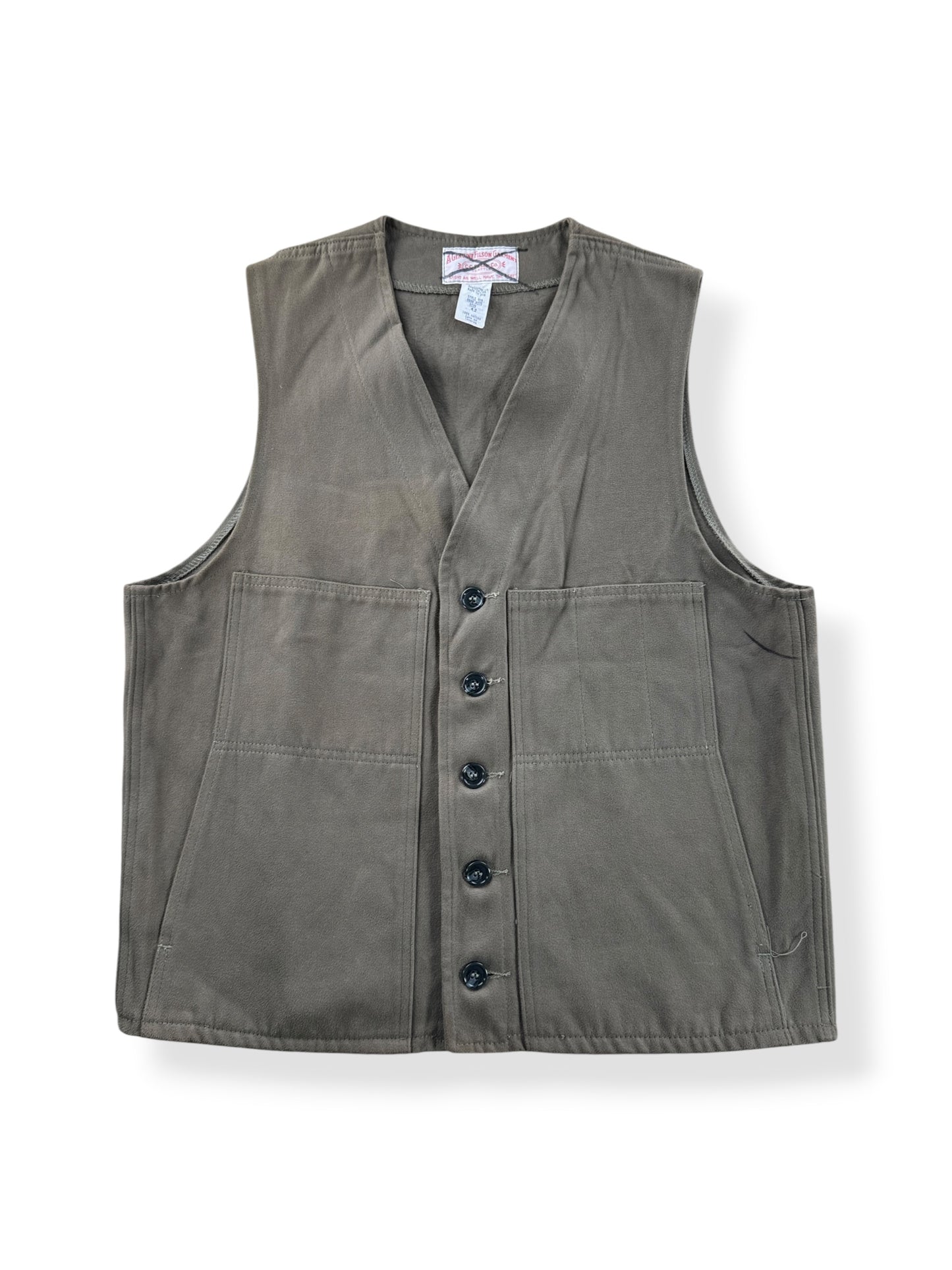 Front of Filson Tan Moleskin Vest SZ 42