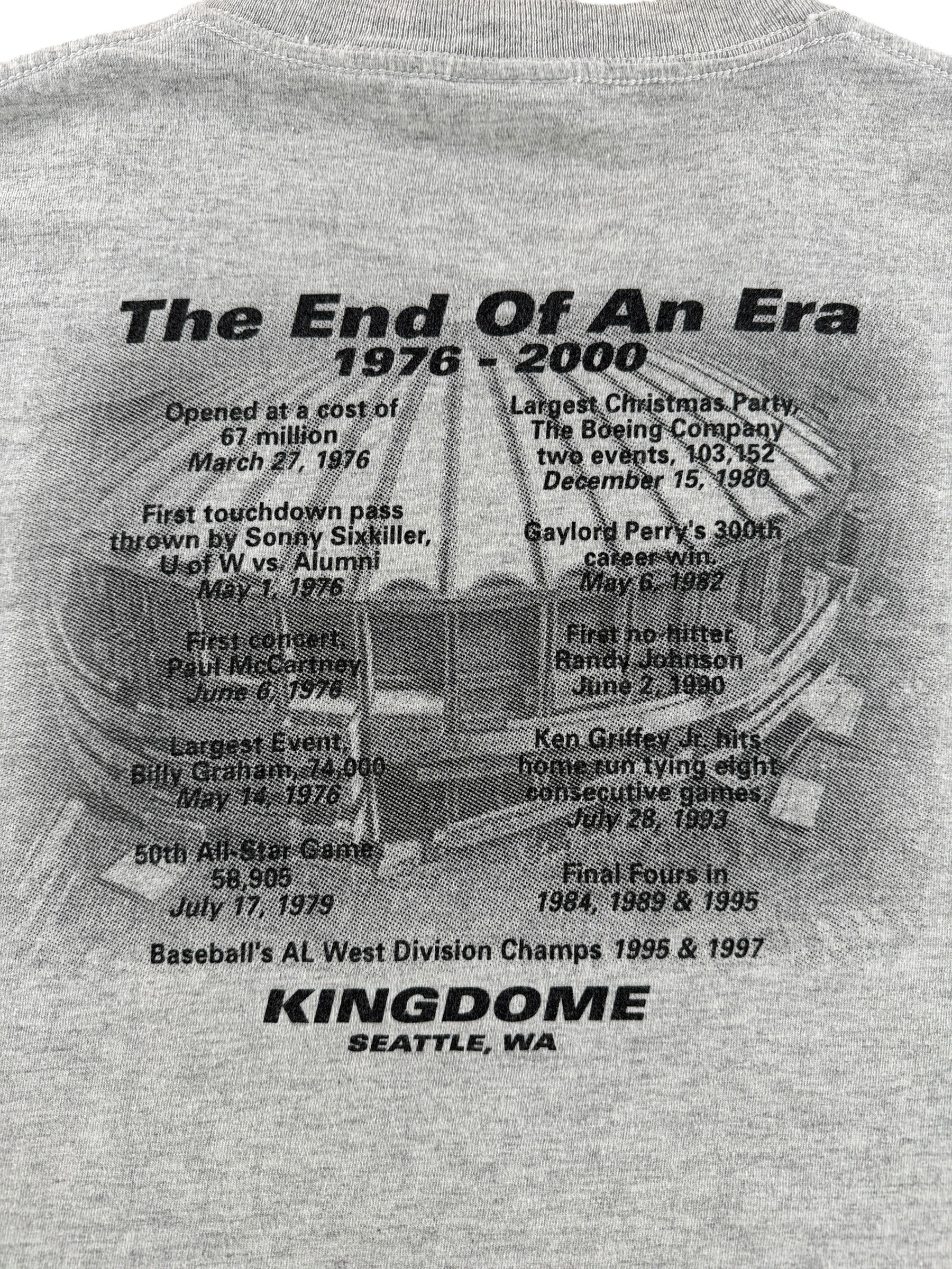 Back Graphic of Vintage Seattle Kingdome End Of An Era Tee SZ XL