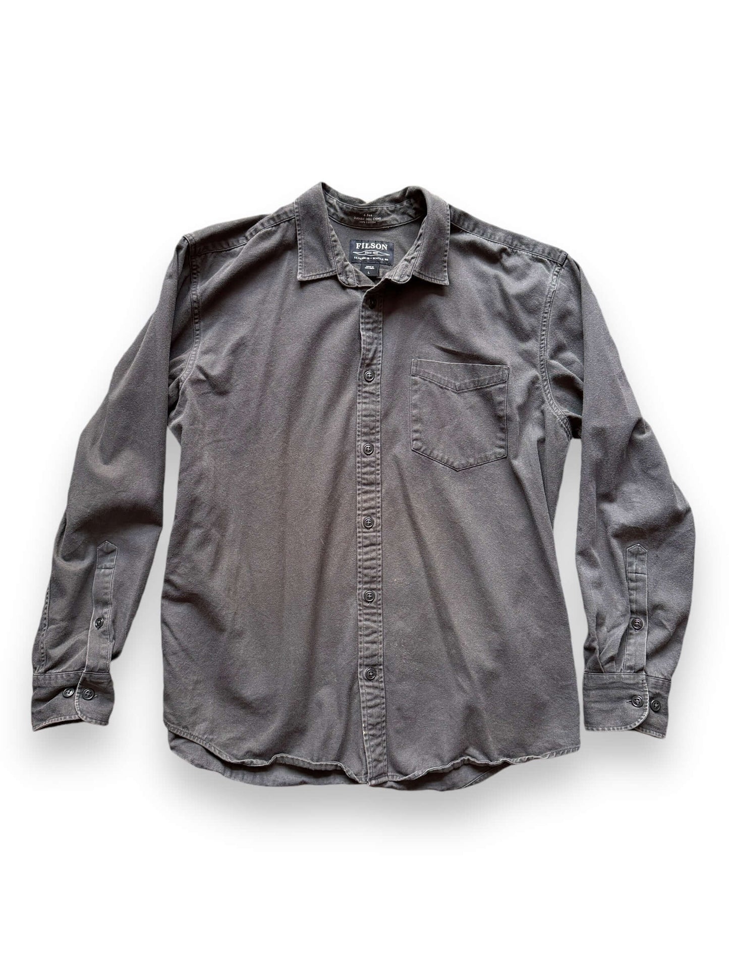 Front View of Filson Durable Drill Chino Shirt SZ L