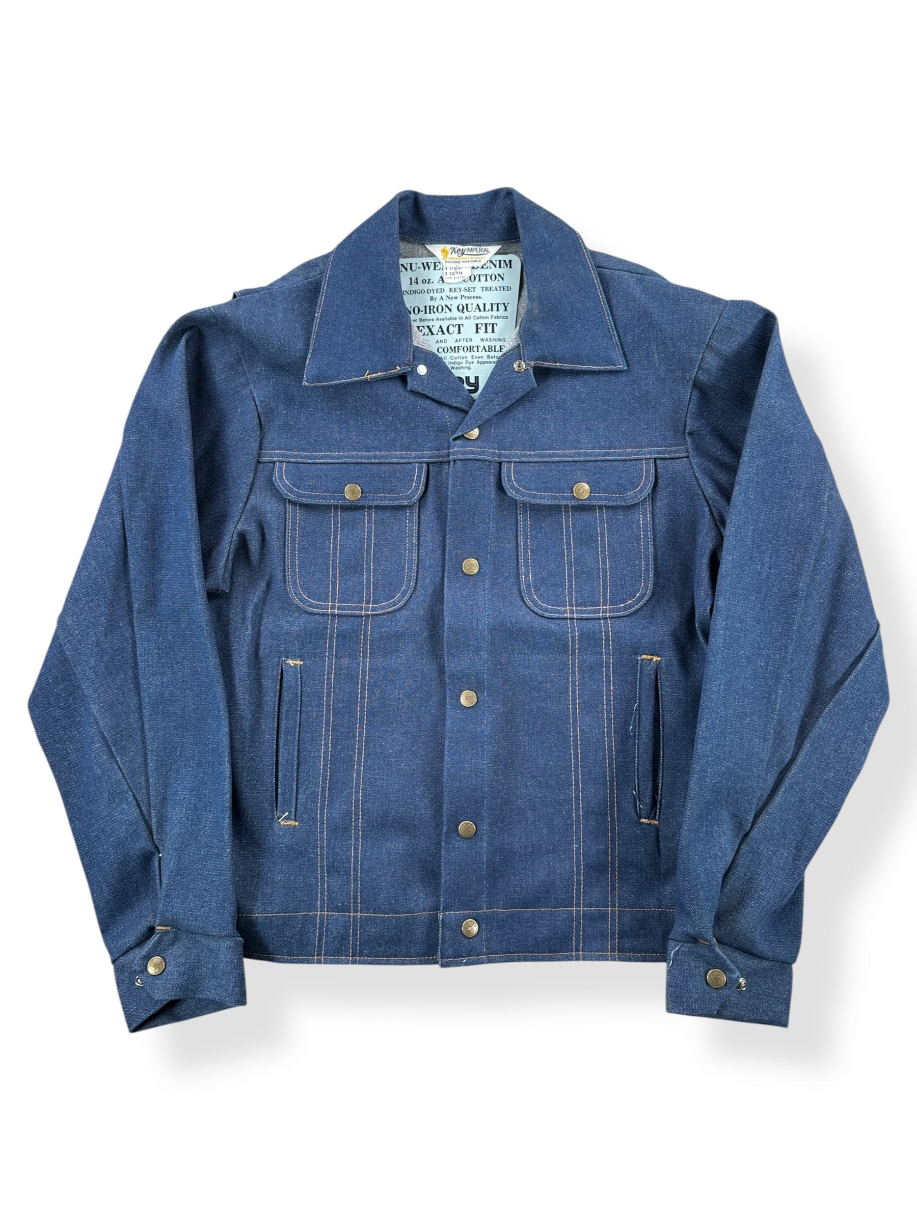 Front of Vintage Deadstock 70s Key Denim Jacket SZ 42