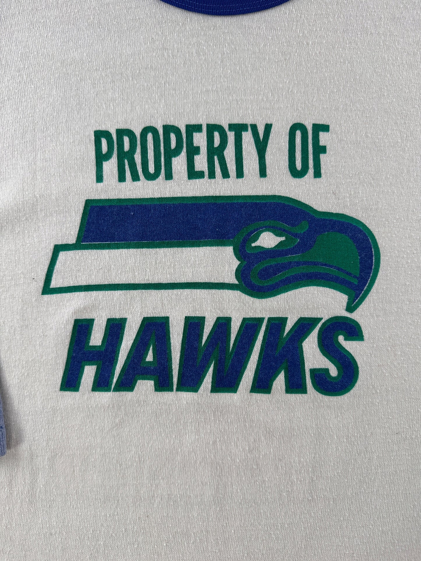 Front graphic on Vintage 70's Seahawks Raglan Tee SZ XL (Fits M)