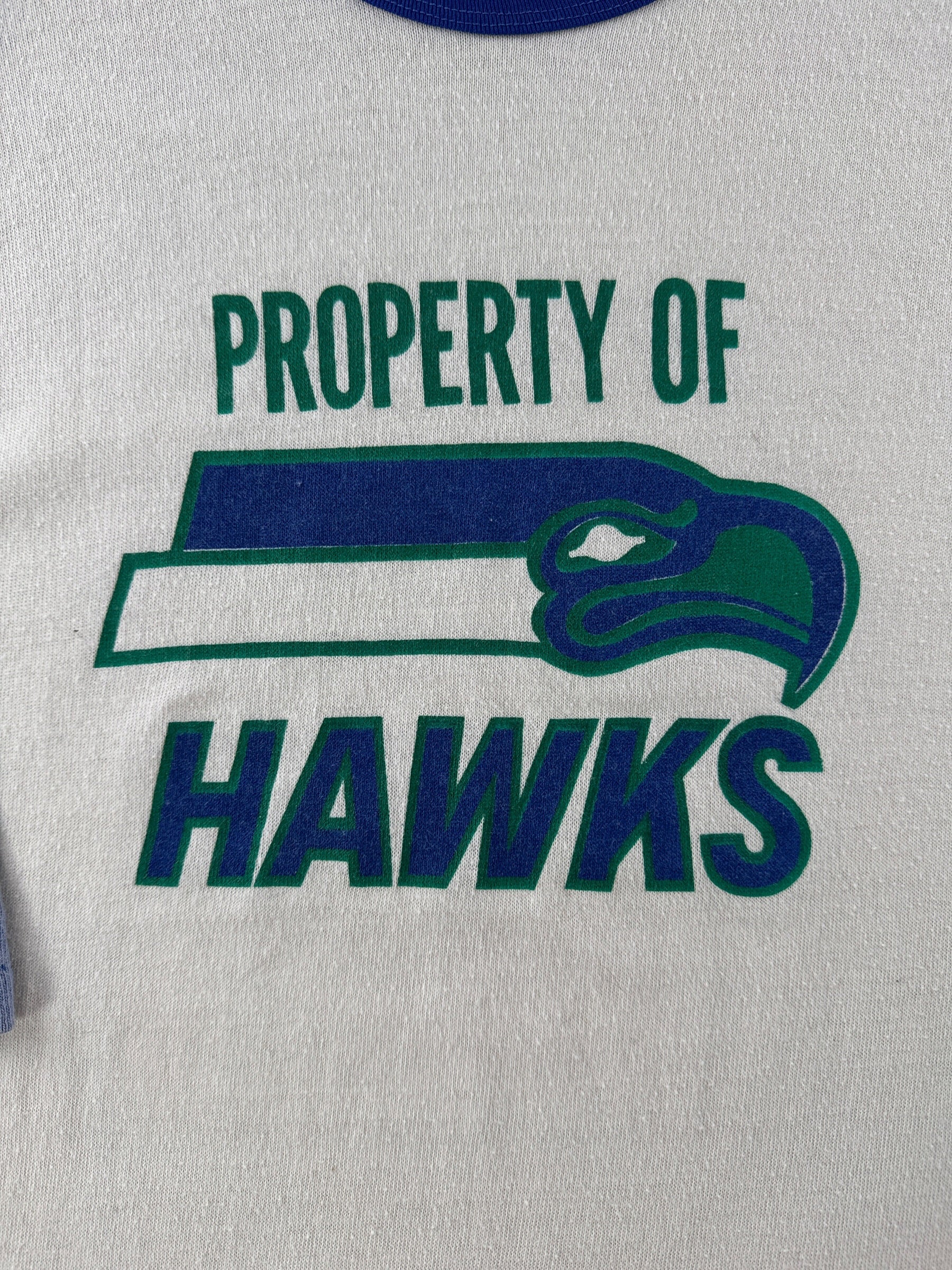 Front graphic on Vintage 70's Seahawks Raglan Tee SZ XL (Fits M)