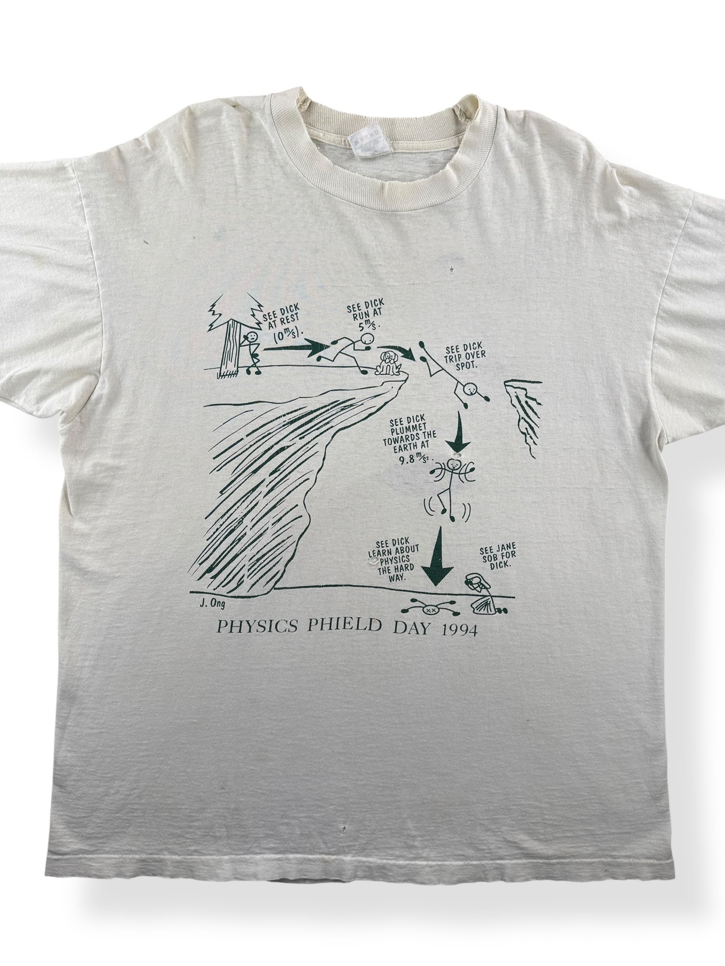 Front Close Up of Vintage Physics Phield Day Thrasher Tee SZ XL