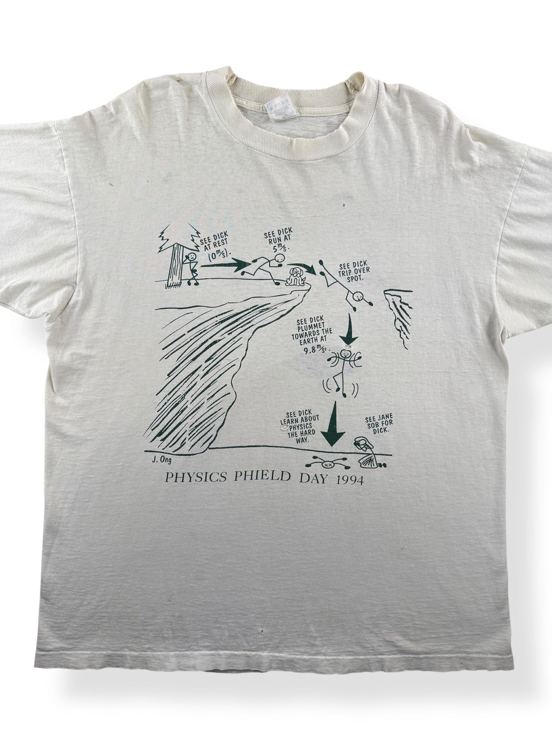 Front Close Up of Vintage Physics Phield Day Thrasher Tee SZ XL