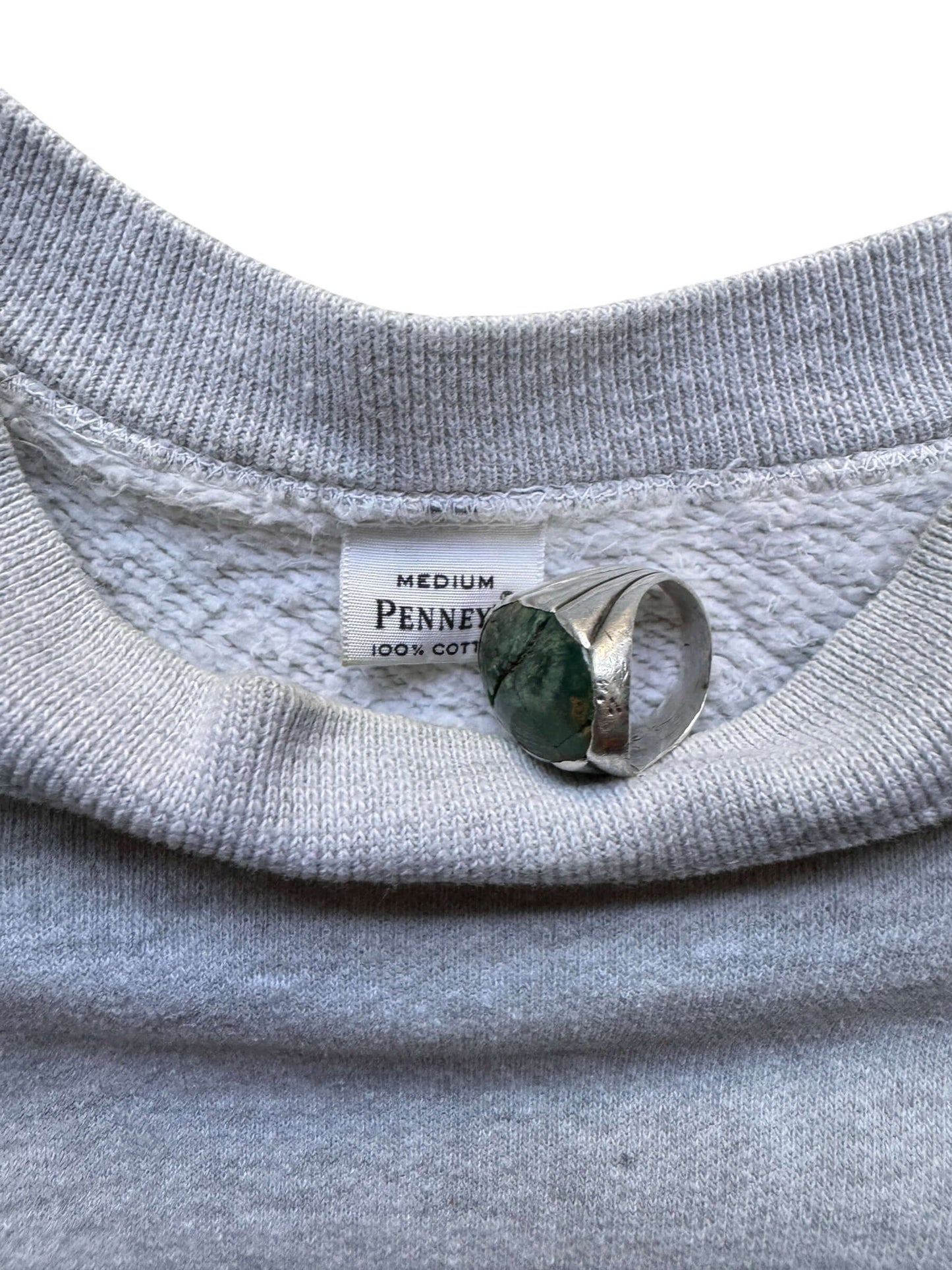 Tag View of 1960s Era Penney's Heather Grey Crewneck M