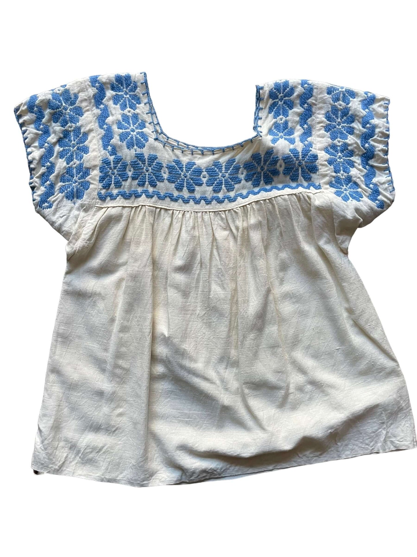 Full back view of Vintage Embroidered Peasant Top M