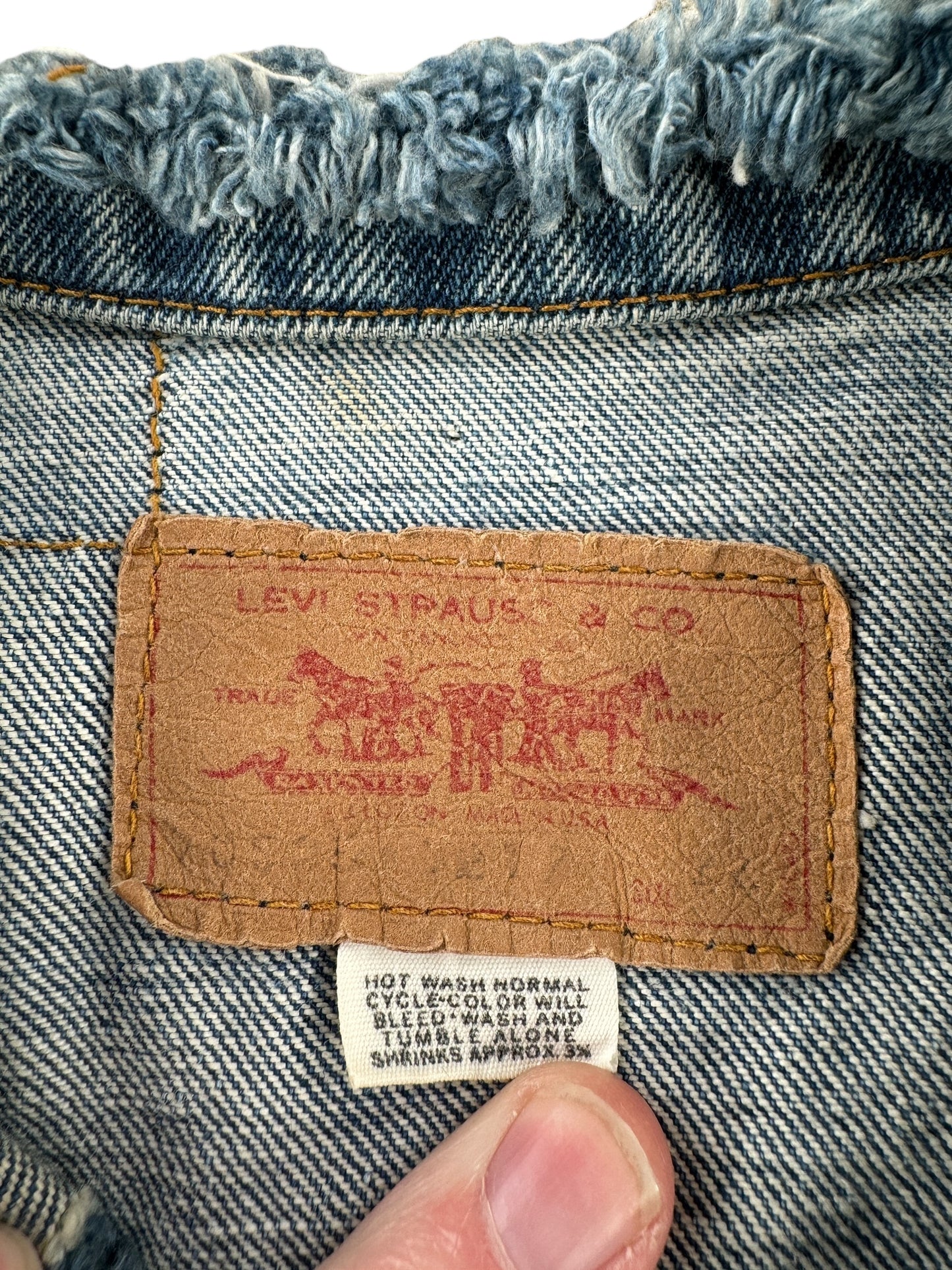 Tag on Vintage Levis Denim Chopper Vest SZ 44
