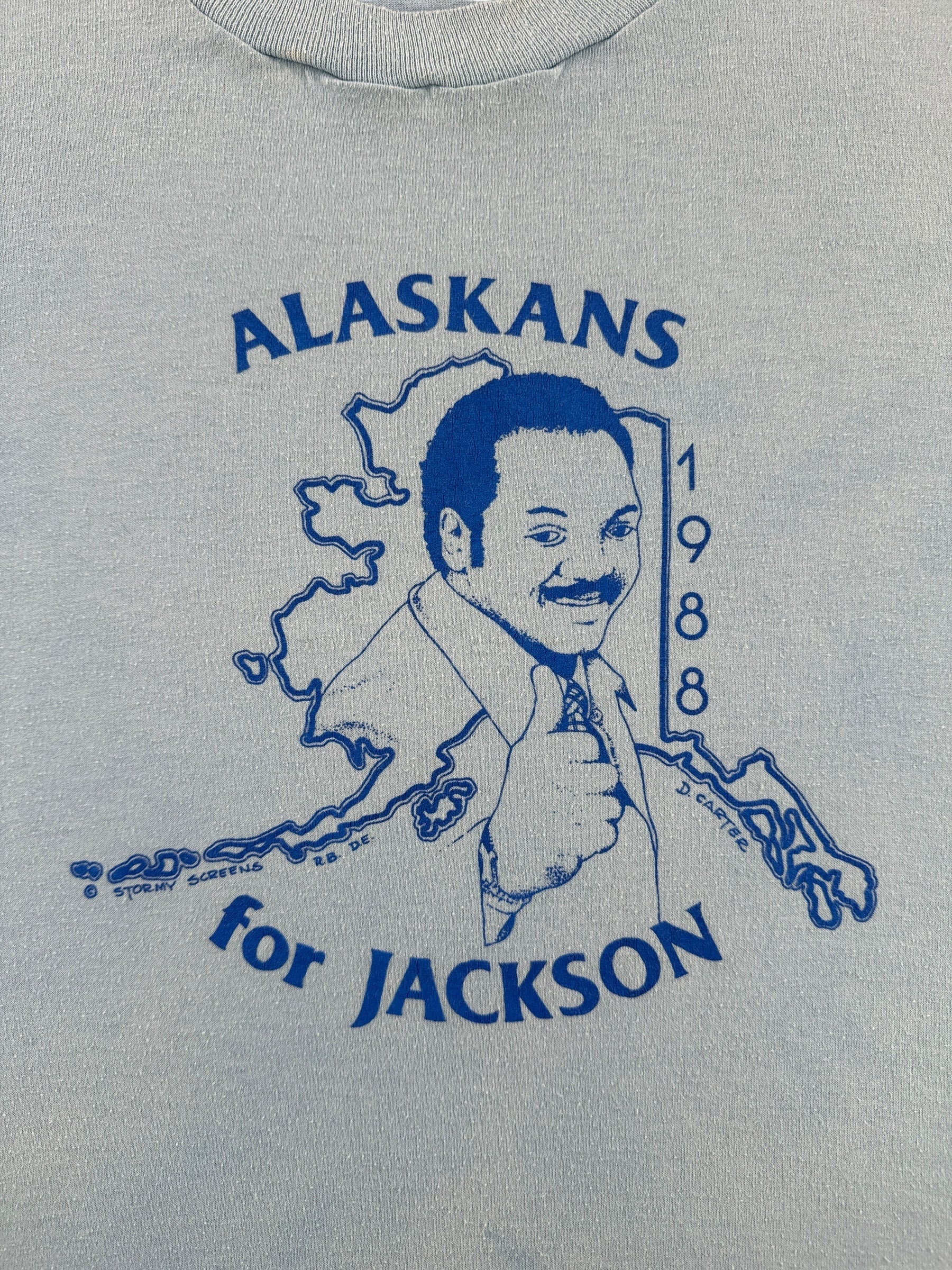Graphic of Vintage 1988 Alaskans For Jesse Jackson Tee SZ XL
