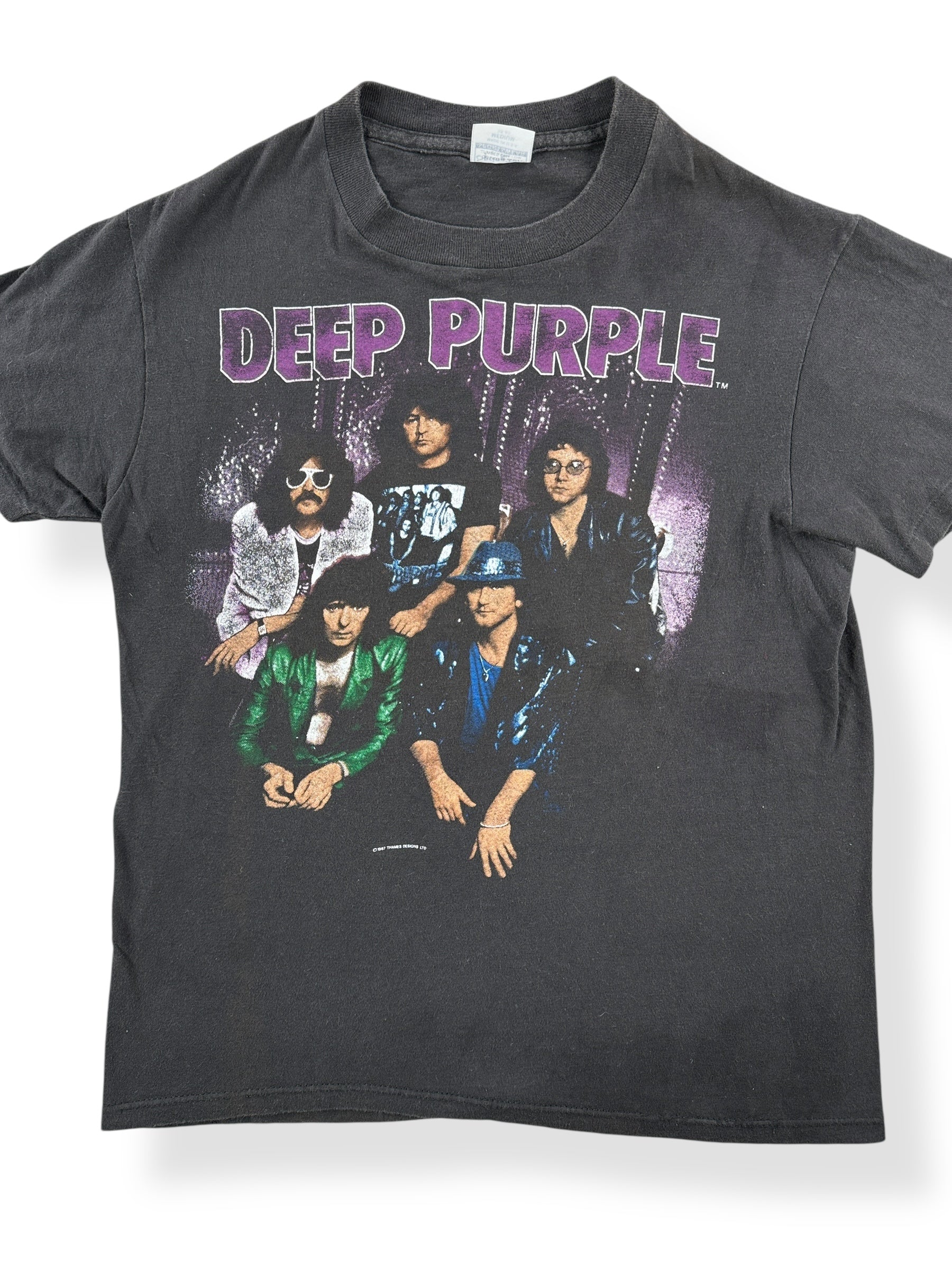Front Close Up of Vintage '87 Deep Purple Tee SZ XS
