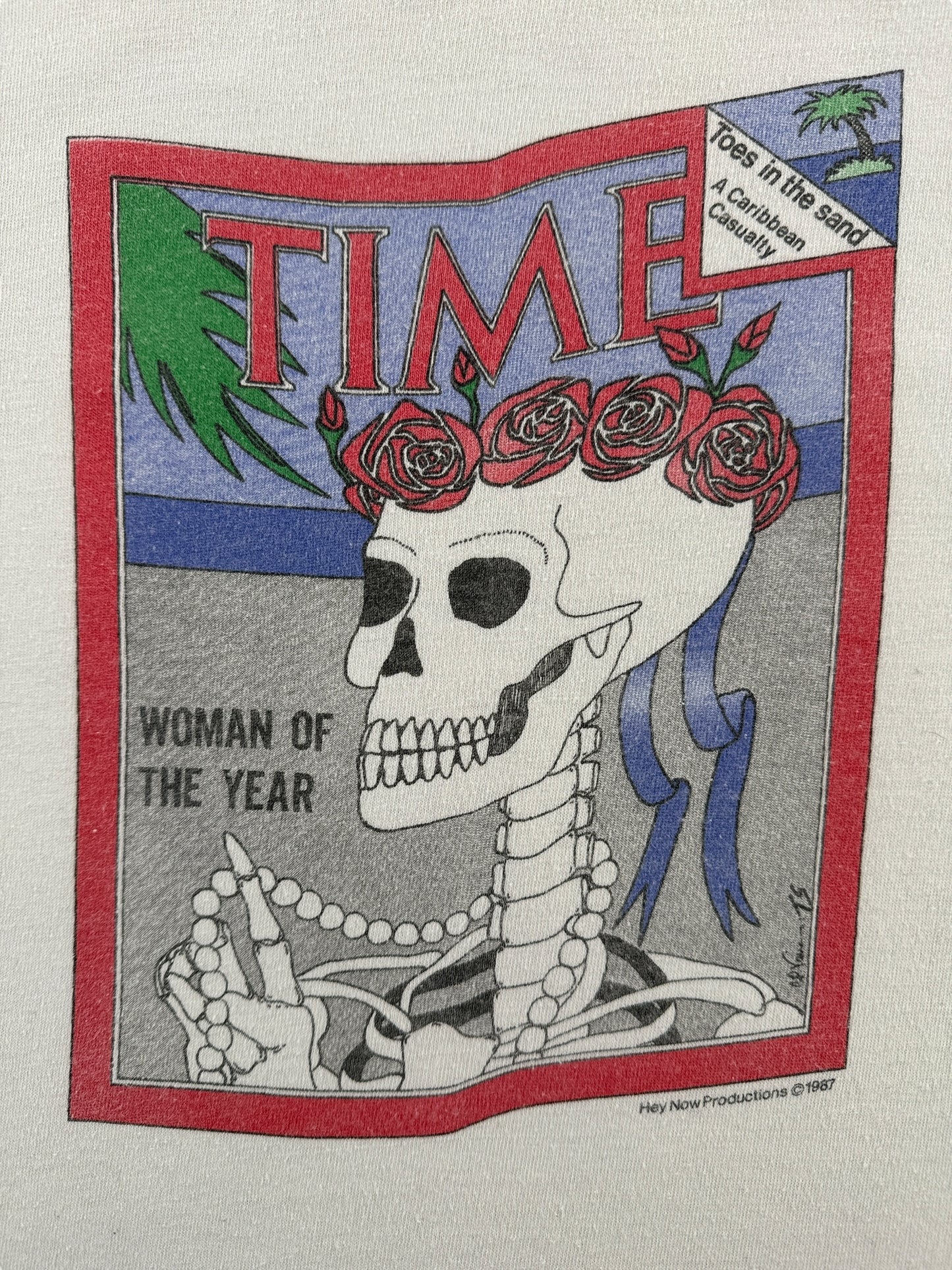 Front Graphic of Vintage 1987 Grateful Dead Time Woman of the Year Longsleeve Tee SZ L