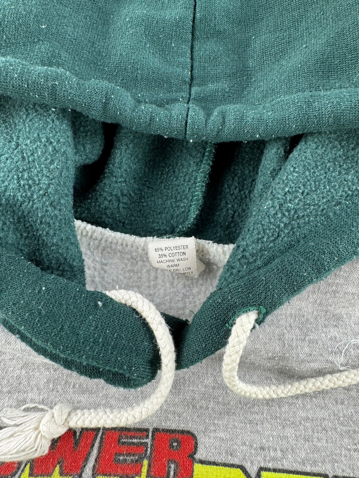 Hood and collar on Vintage 80s Era Power Rangers Hoodie SZ S