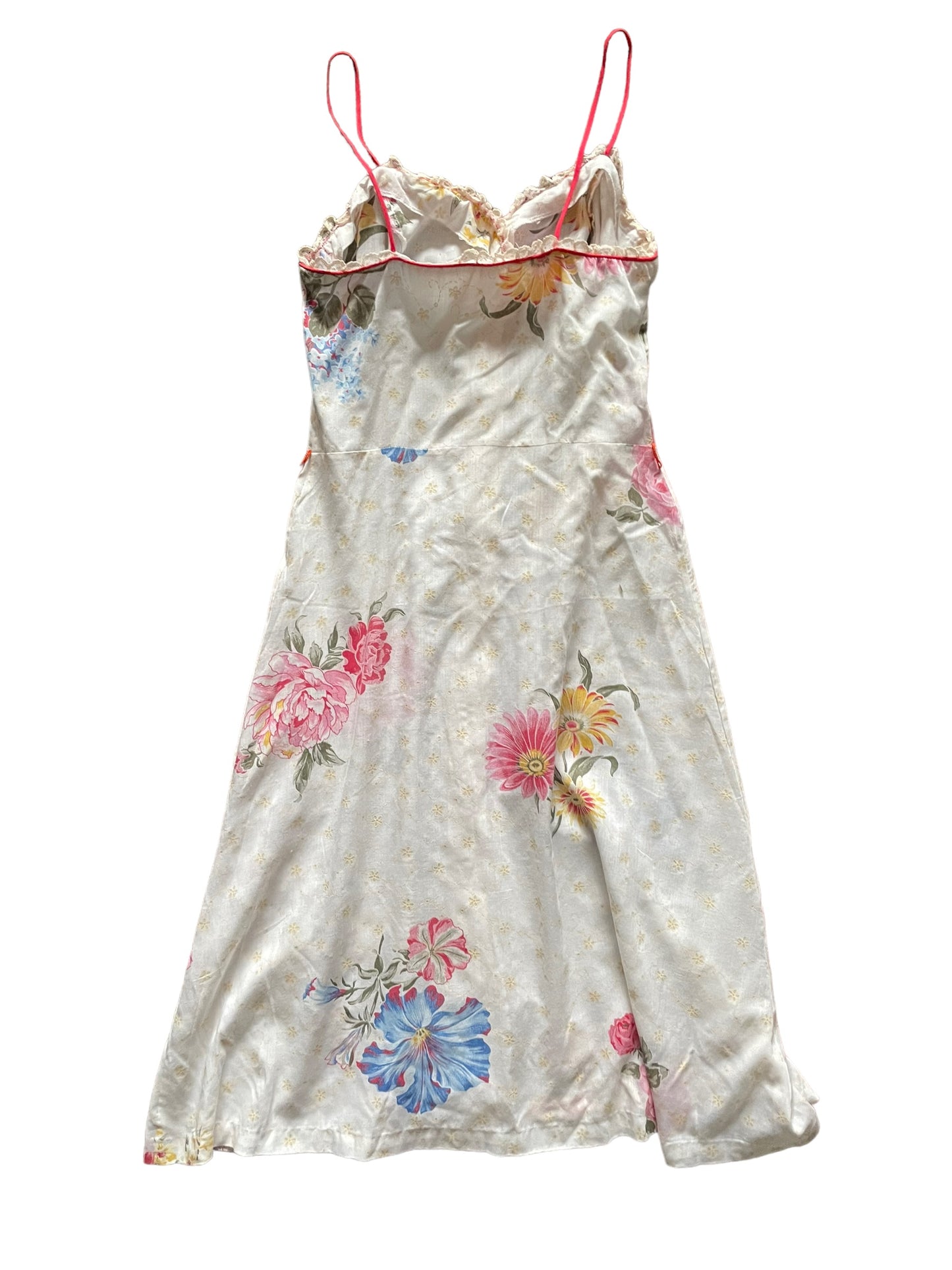 Full back view of Vintage 1970s Floral Sun Dress With Spaghetti Straps SZ S |  Barn Owl Vintage Dresses| Seattle Vintage Dresses