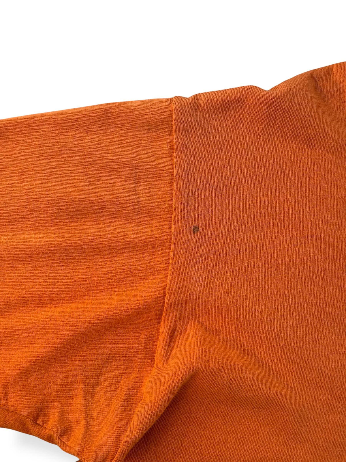 Small stain near sleeve on Vintage 1960s Orange Cotton Pocket Tee SZ M