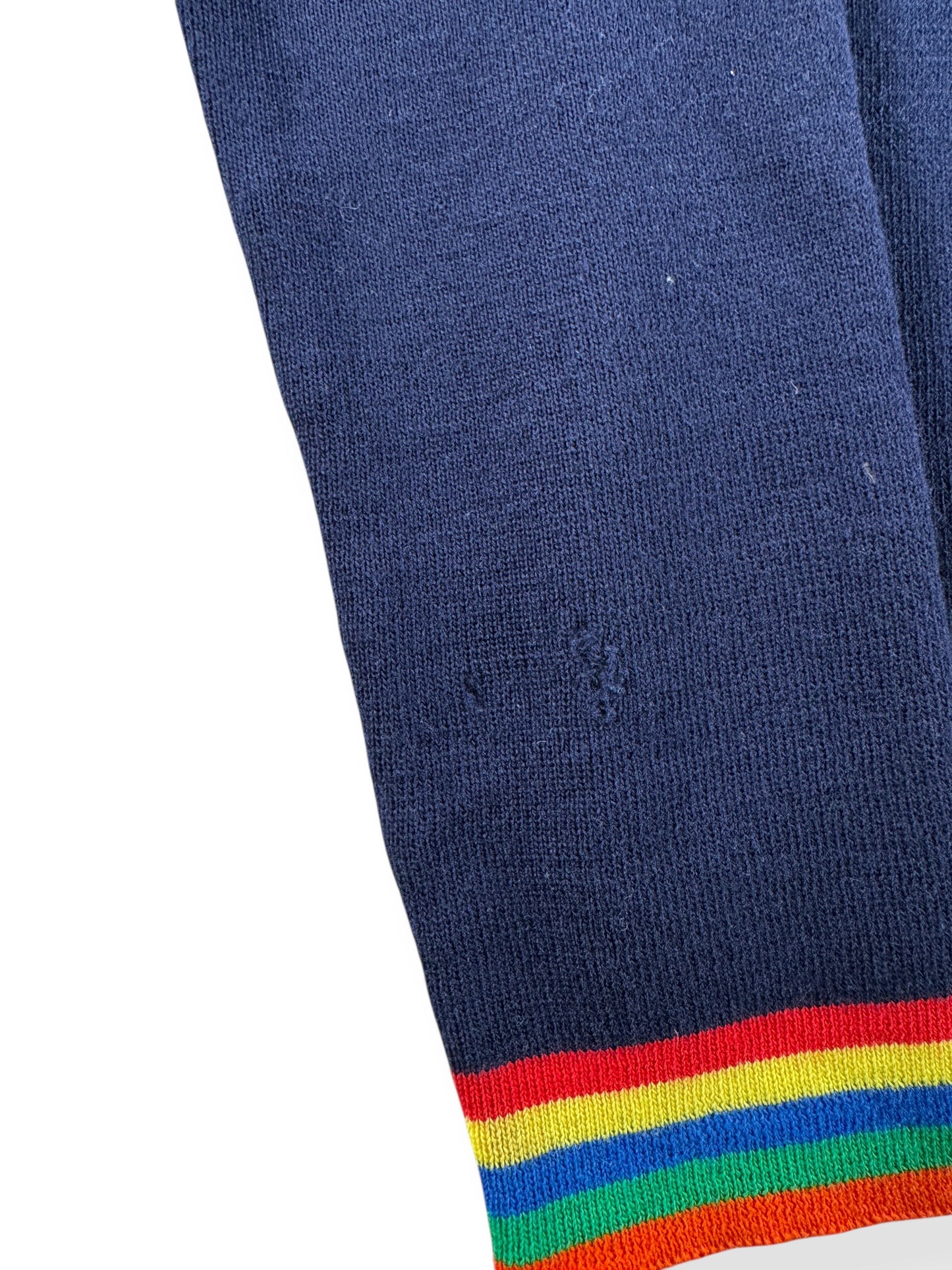Wear on Vintage Demetre Rainbow Accented Wool Turtleneck Sweater SZ L (Fits S/M)