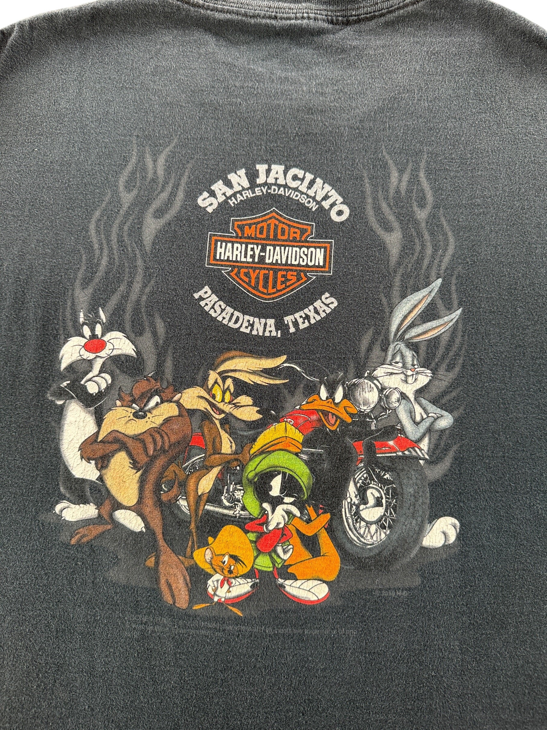 Back Graphic f Vintage Harley Davidson Looney Tunes Chopper Tee SZ L