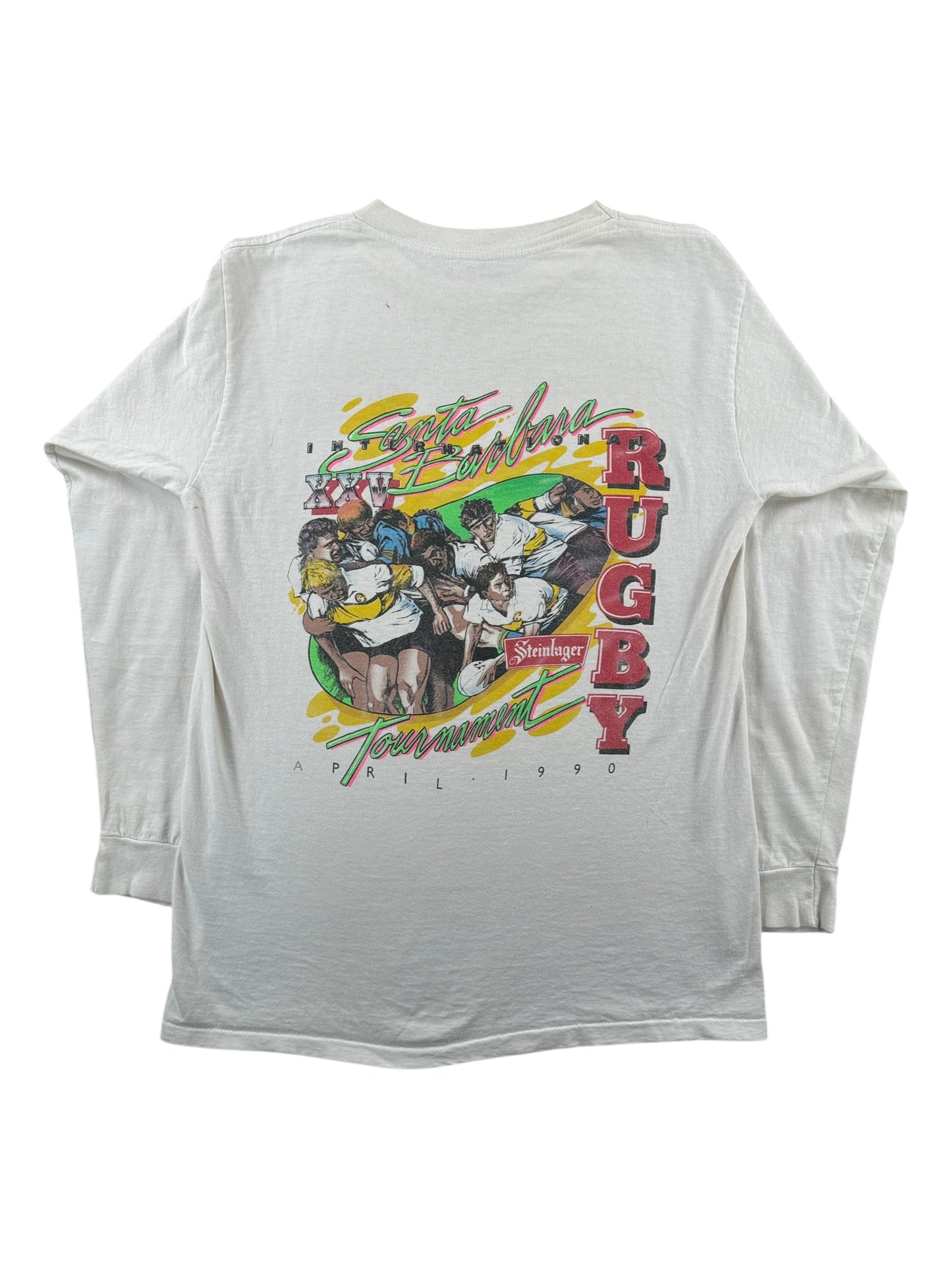 Back of Vintage Long Sleeve 1990 Santa Barbara Rugby Tournament Tee SZ L