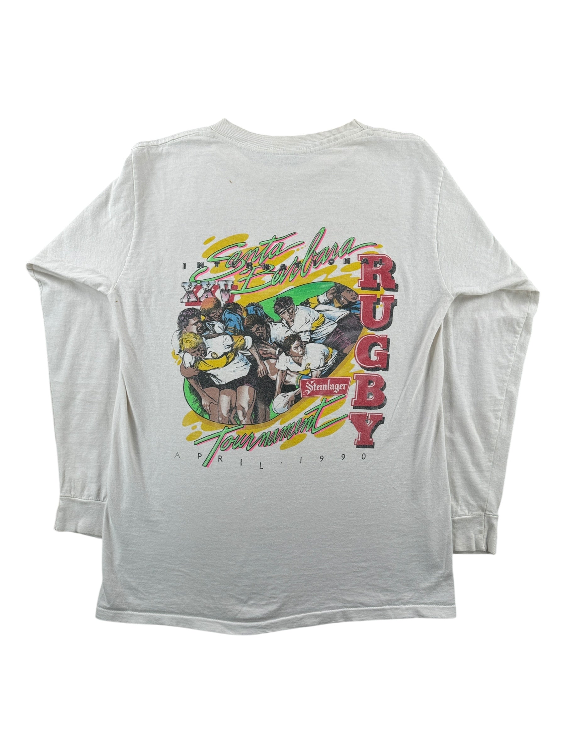 Back of Vintage Long Sleeve 1990 Santa Barbara Rugby Tournament Tee SZ L