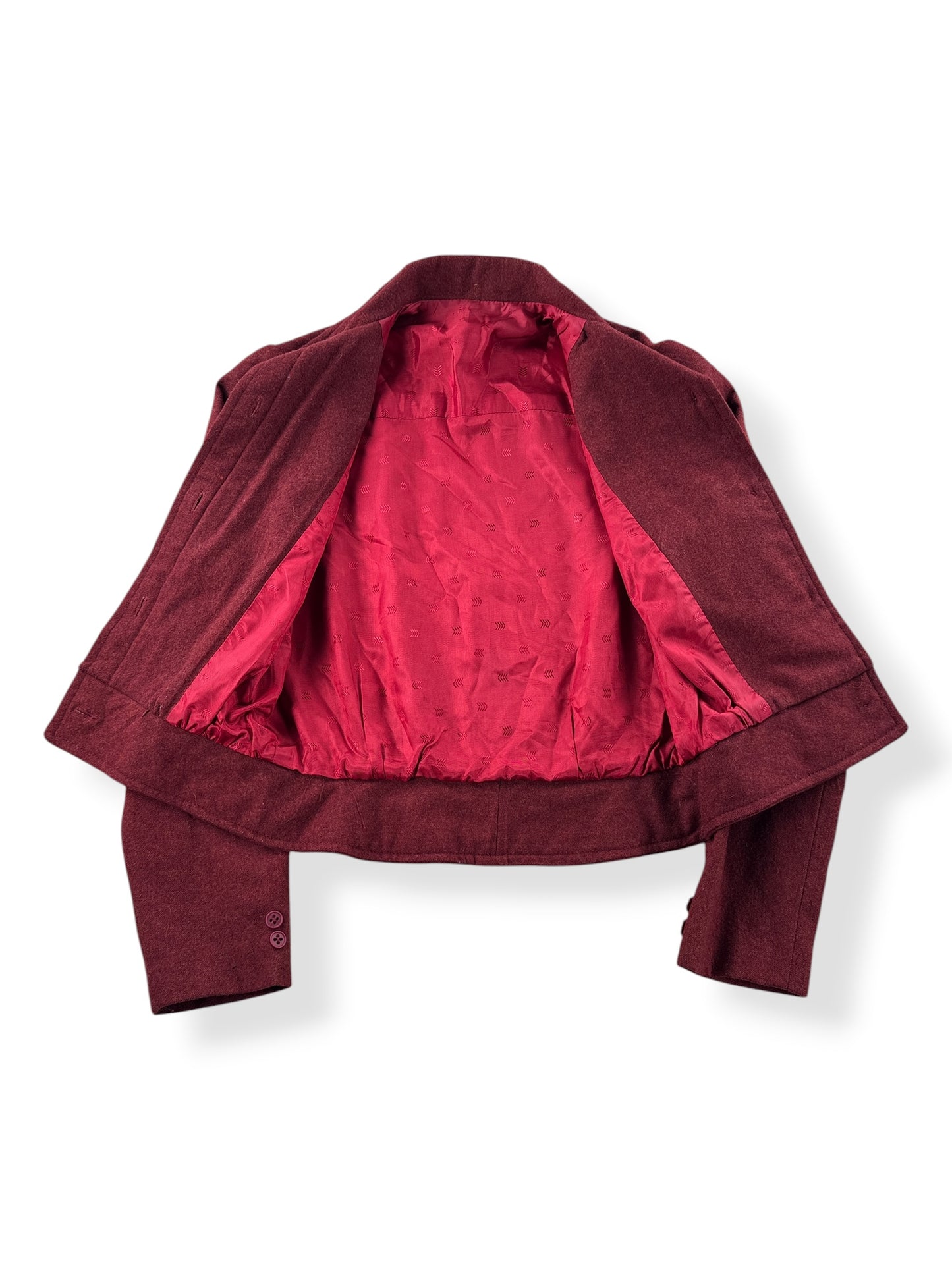 Inside of Vintage Ladies Burgundy Wool Jacket SZ S