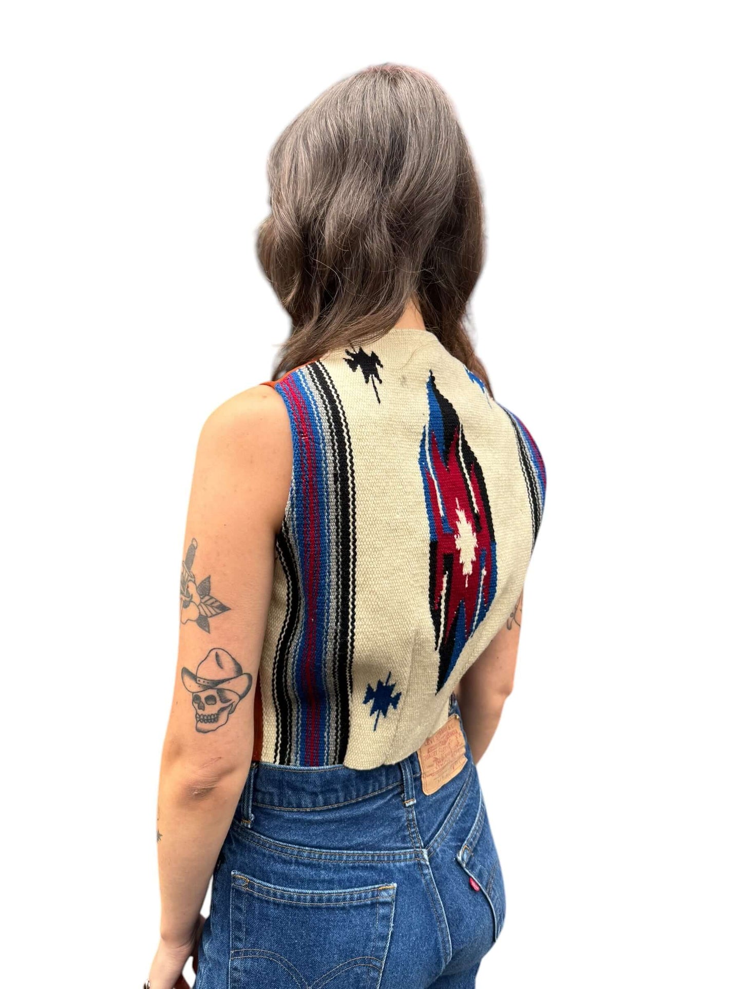 Side of 1930s Pioneer Wear Chimayo and Suede Vest S