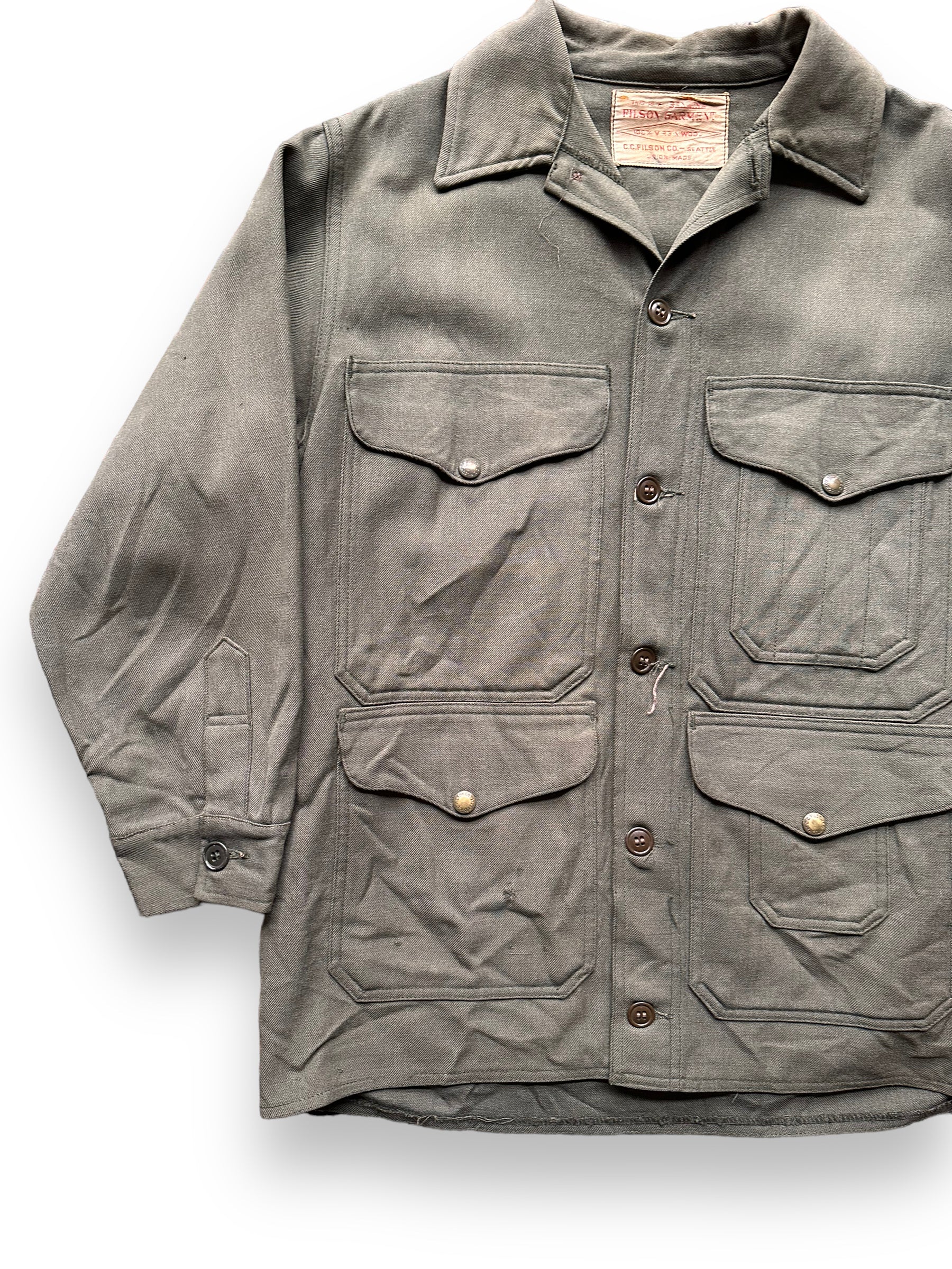 front right of Vintage 60s Filson Union Made Whipcord Cruiser SZ 40 |  Barn Owl Vintage Goods | Vintage Filson Workwear Seattle