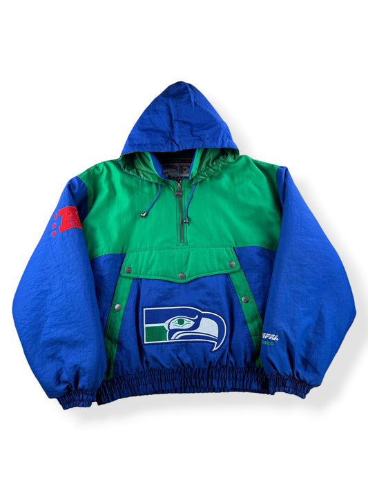 Front of Vintage Seattle Seahawks Pullover Jacket SZ L