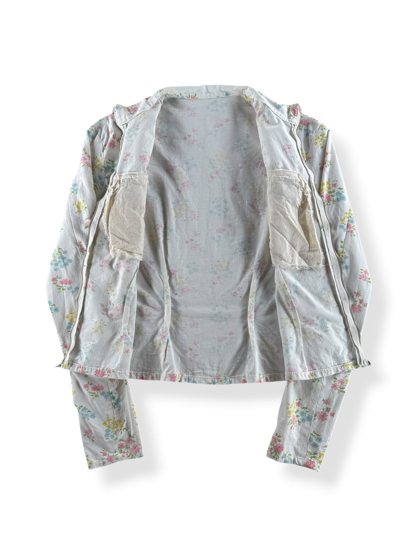 Inside of Vintage Floral Cotton Zip Up Top SZ M