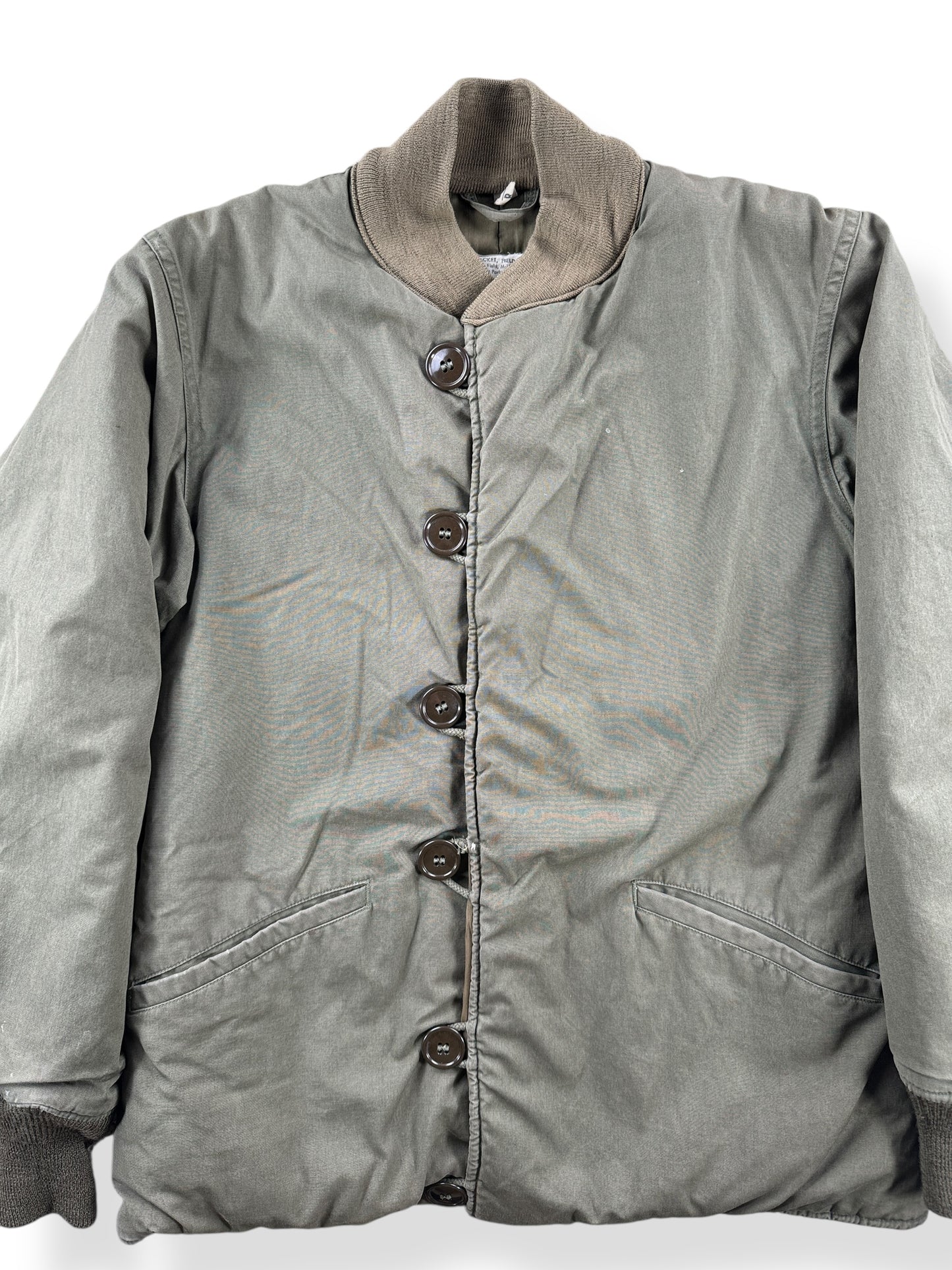 Front Close Up of Vintage WWII Field Jacket Pile Liner SZ M