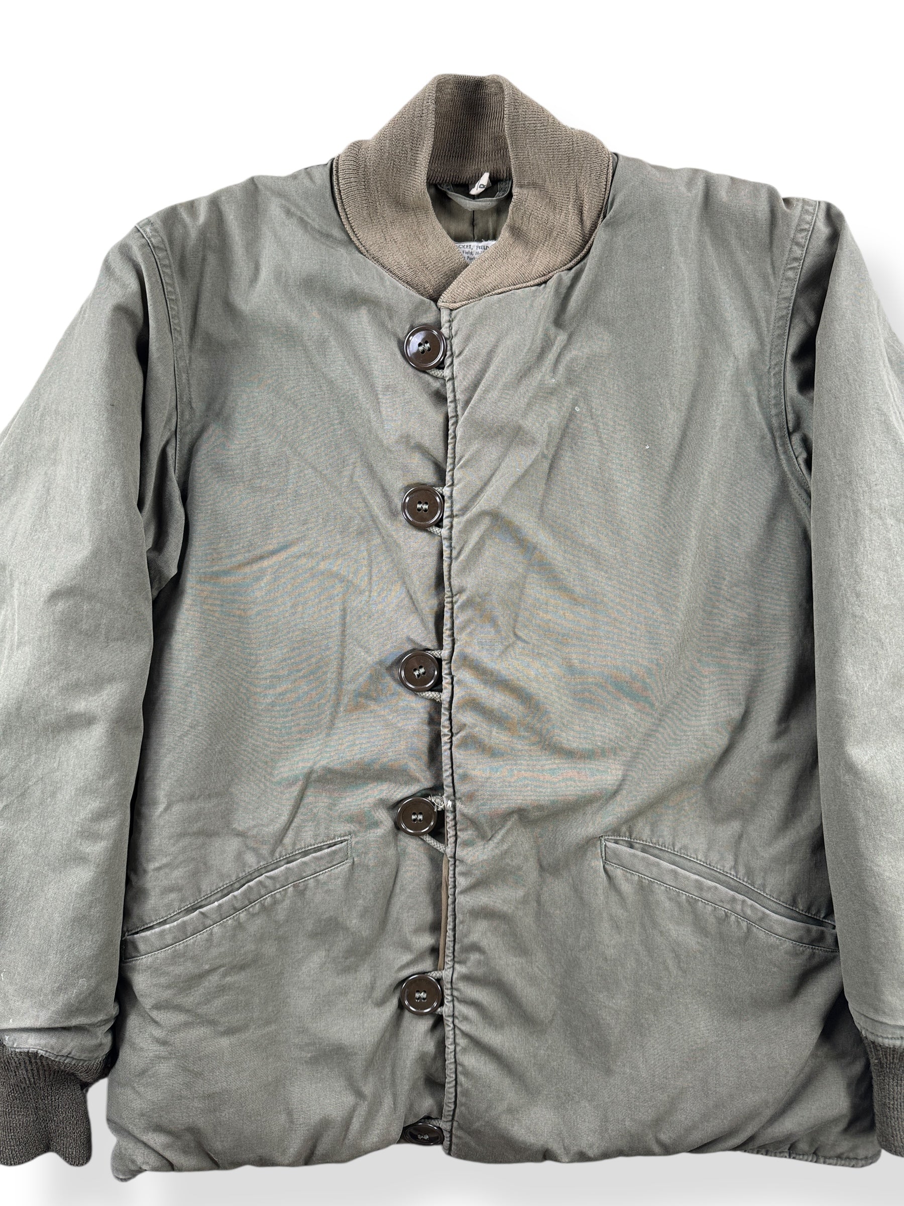 Front Close Up of Vintage WWII Field Jacket Pile Liner SZ M