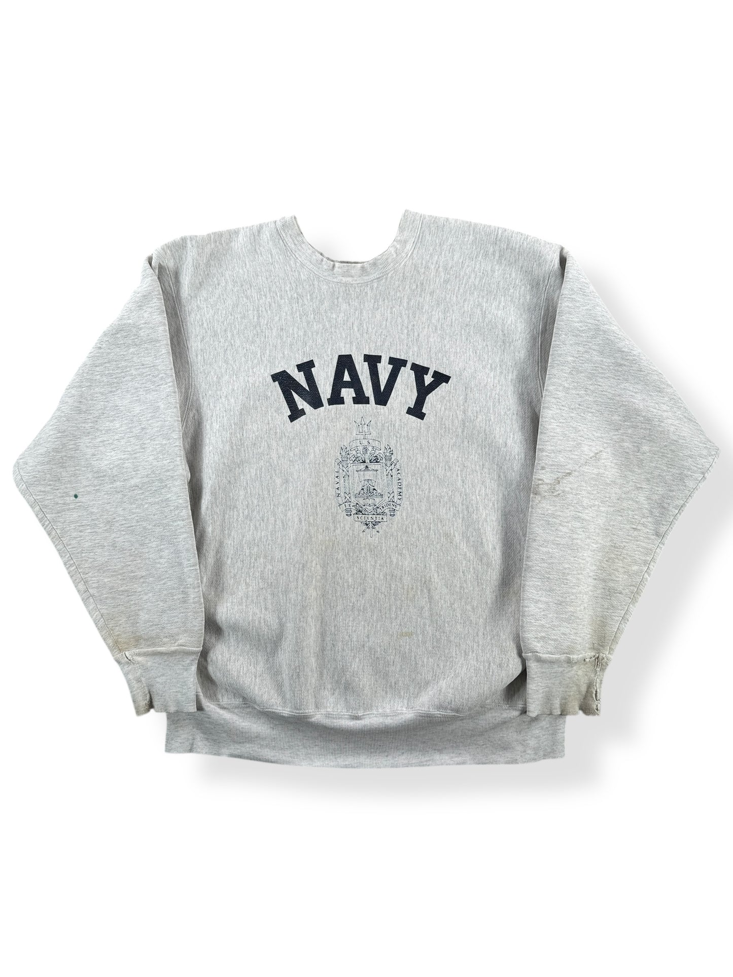 Front of Vintage Navy Reverse Weave Crewneck SZ XL