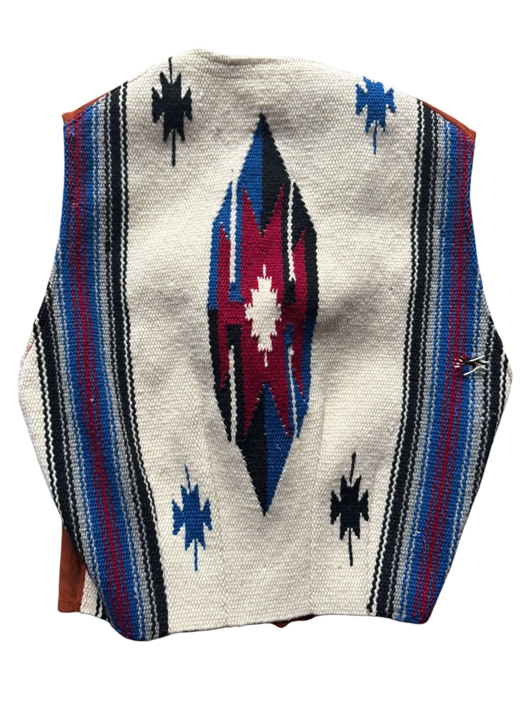 Back of 1930s Pioneer Wear Chimayo and Suede Vest S