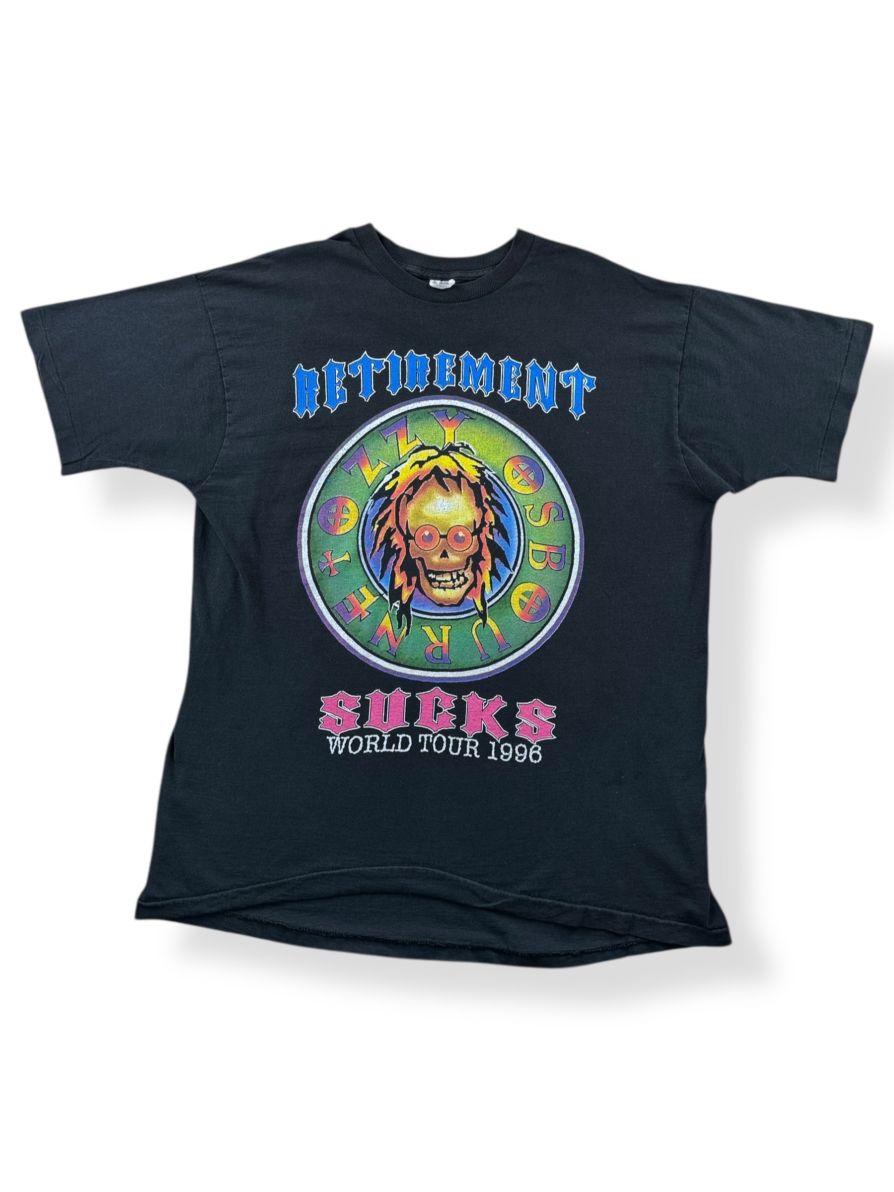 Front of Vintage Ozzy Retirement Sucks 1996 Tour Tee SZ XL