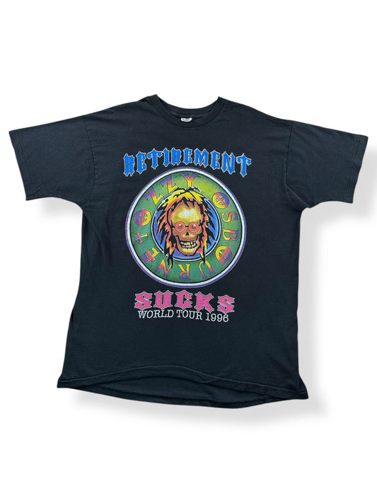 Front of Vintage Ozzy Retirement Sucks 1996 Tour Tee SZ XL