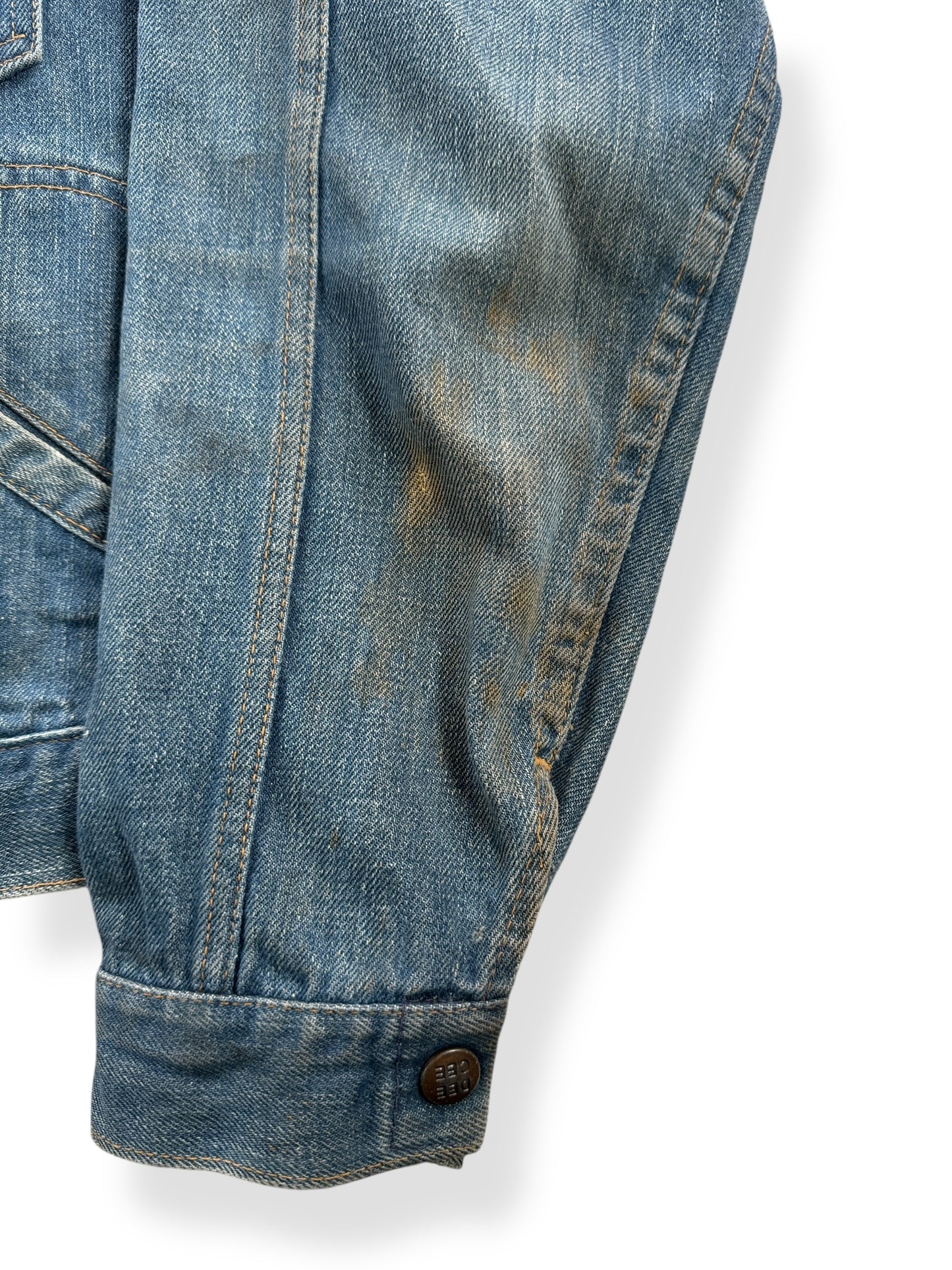 Stain on Vintage Dee Cee Dark Wash Pleated Denim Jacket SZ 40