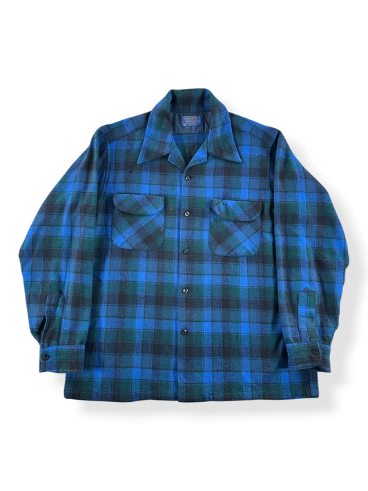 Front of Vintage Green & Blue Pendleton Board Shirt SZ L - AS IS